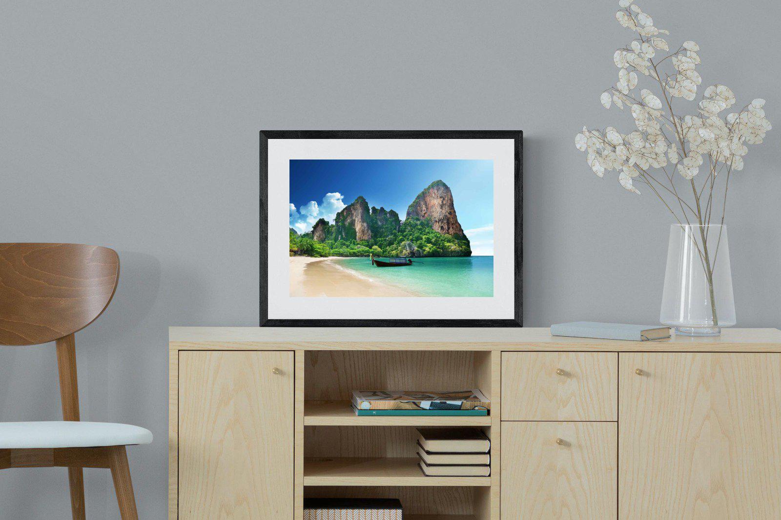 Railay Beach-Wall_Art-60 x 45cm-Framed Print-Black-Pixalot