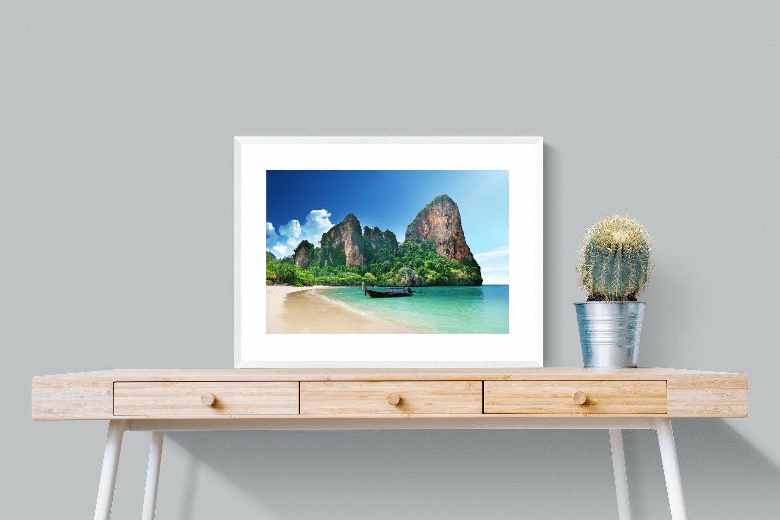 Railay Beach-Wall_Art-80 x 60cm-Framed Print-White-Pixalot