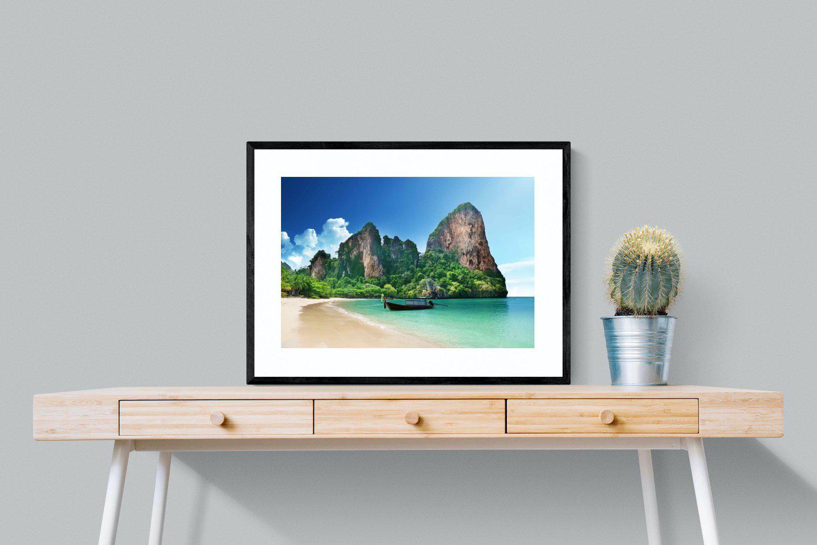 Railay Beach-Wall_Art-80 x 60cm-Framed Print-Black-Pixalot