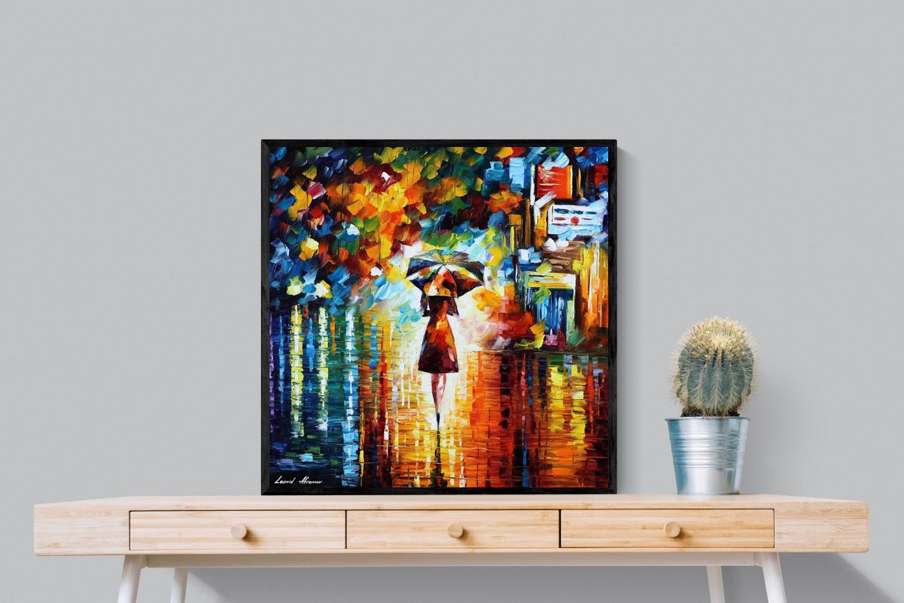 Rain Princess-Wall_Art-80 x 80cm-Mounted Canvas-Black-Pixalot