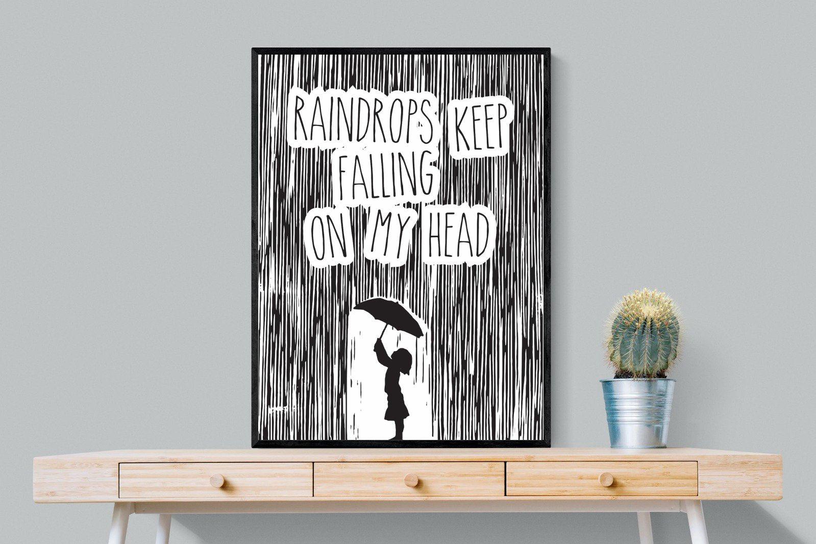 Raindrops-Wall_Art-75 x 100cm-Mounted Canvas-Black-Pixalot