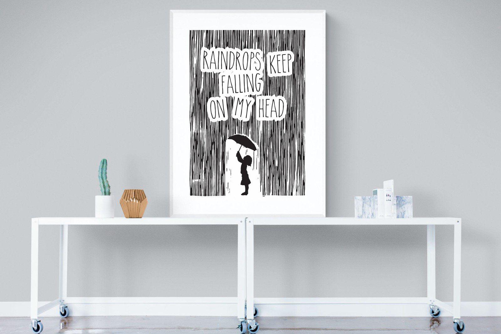 Raindrops-Wall_Art-90 x 120cm-Framed Print-White-Pixalot