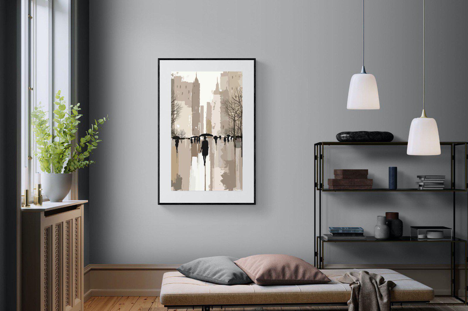 Rainy Manhattan-Wall_Art-100 x 150cm-Framed Print-Black-Pixalot