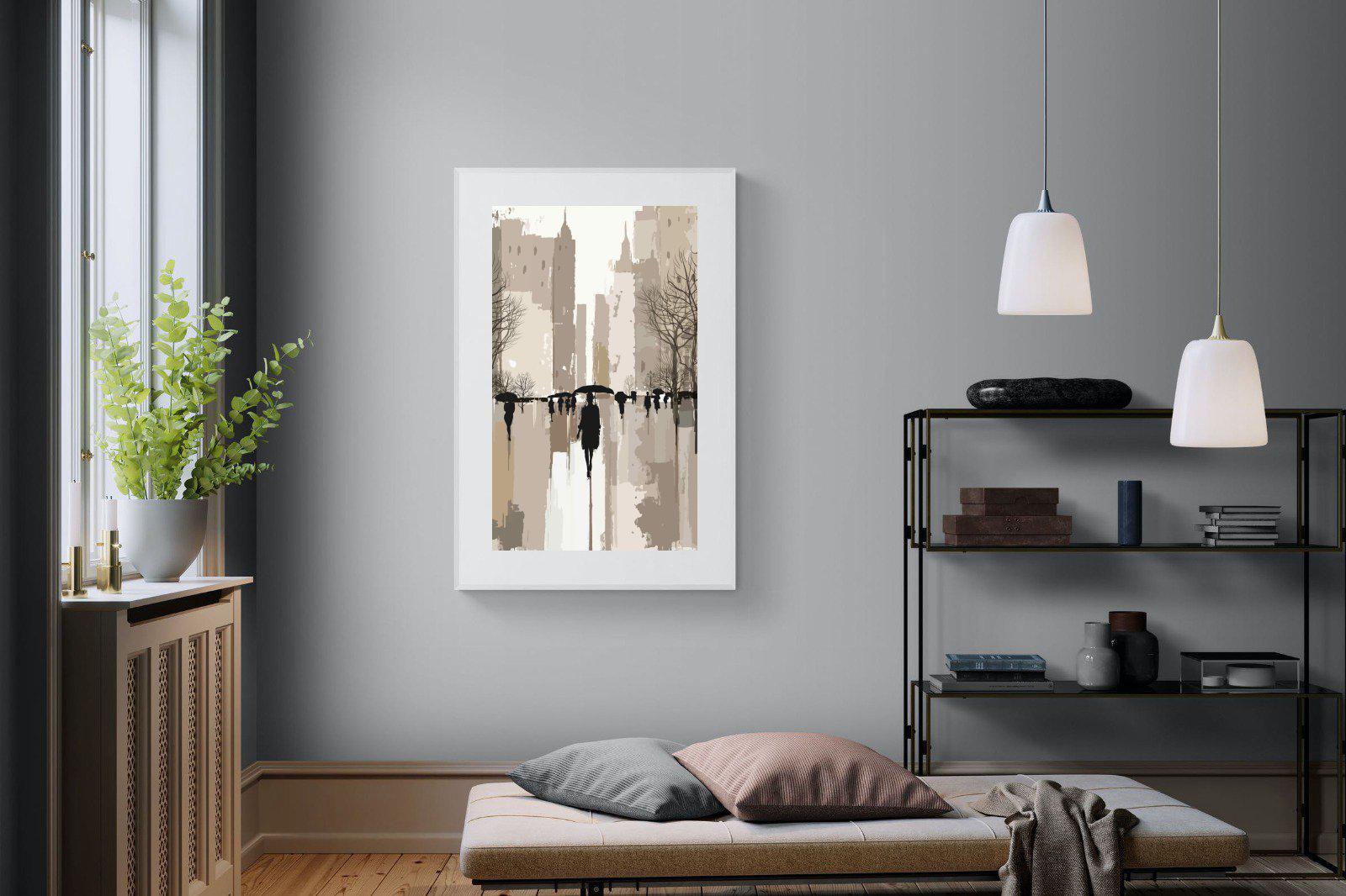Rainy Manhattan-Wall_Art-100 x 150cm-Framed Print-White-Pixalot