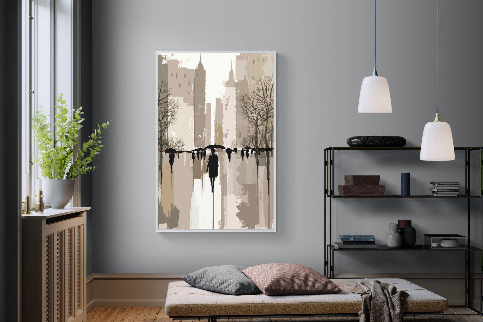 Rainy Manhattan-Wall_Art-120 x 180cm-Mounted Canvas-White-Pixalot