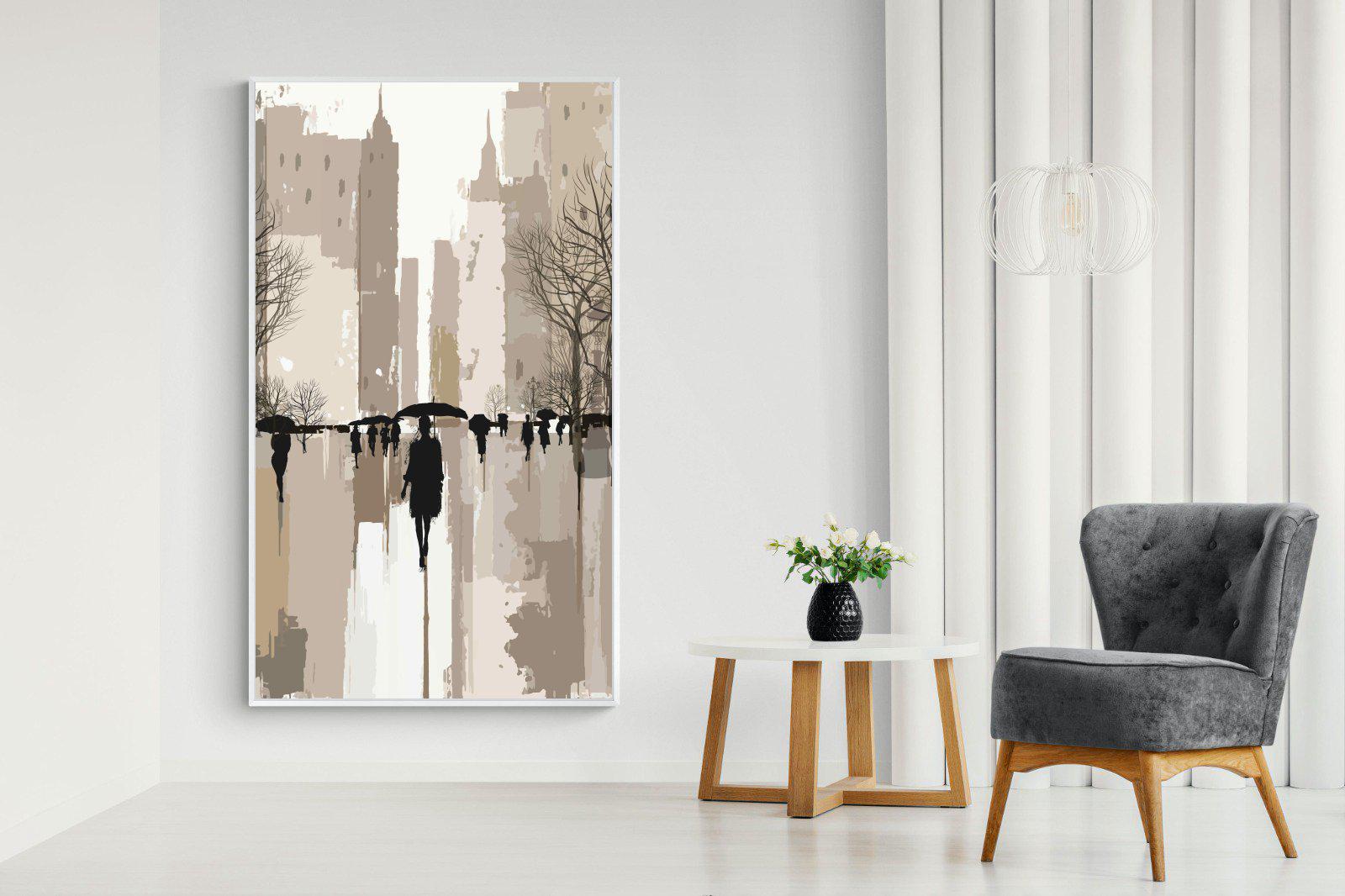 Rainy Manhattan-Wall_Art-130 x 220cm-Mounted Canvas-White-Pixalot