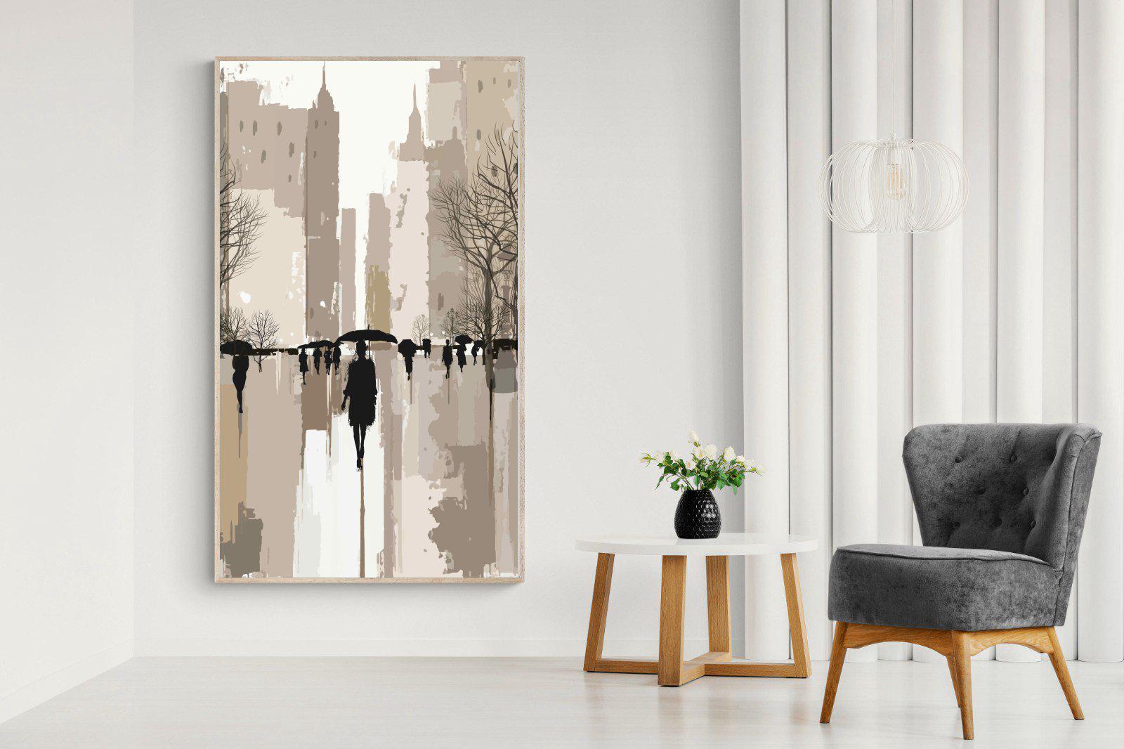 Rainy Manhattan-Wall_Art-130 x 220cm-Mounted Canvas-Wood-Pixalot