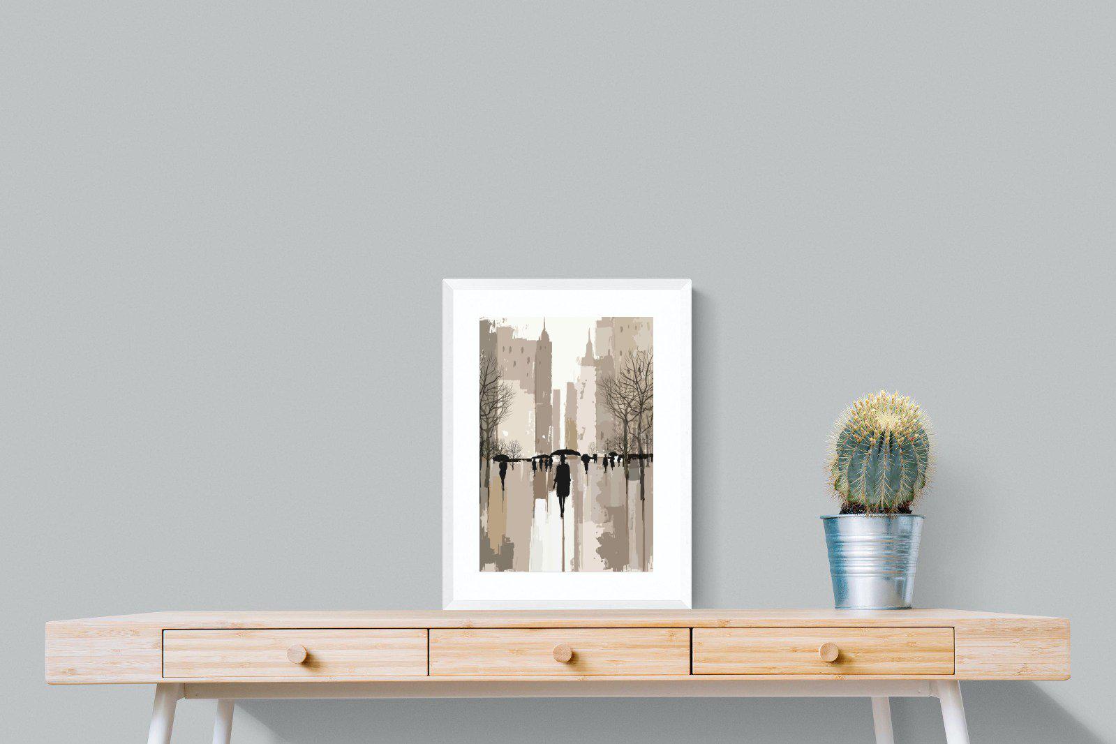 Rainy Manhattan-Wall_Art-45 x 60cm-Framed Print-White-Pixalot