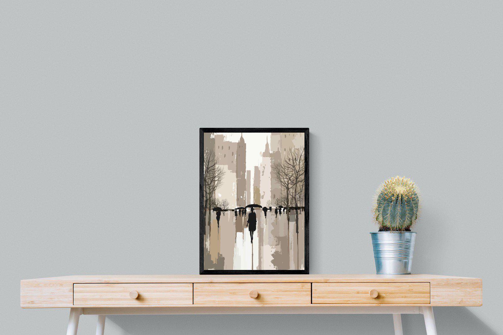 Rainy Manhattan-Wall_Art-45 x 60cm-Mounted Canvas-Black-Pixalot
