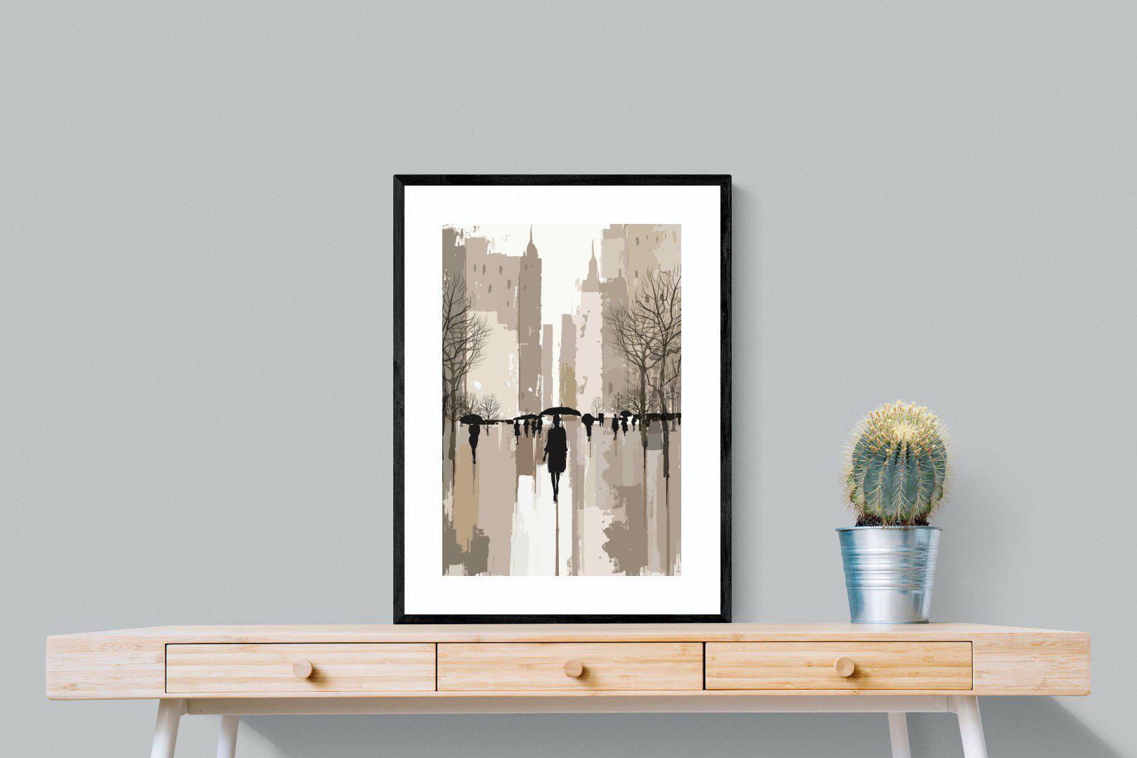 Rainy Manhattan-Wall_Art-60 x 80cm-Framed Print-Black-Pixalot