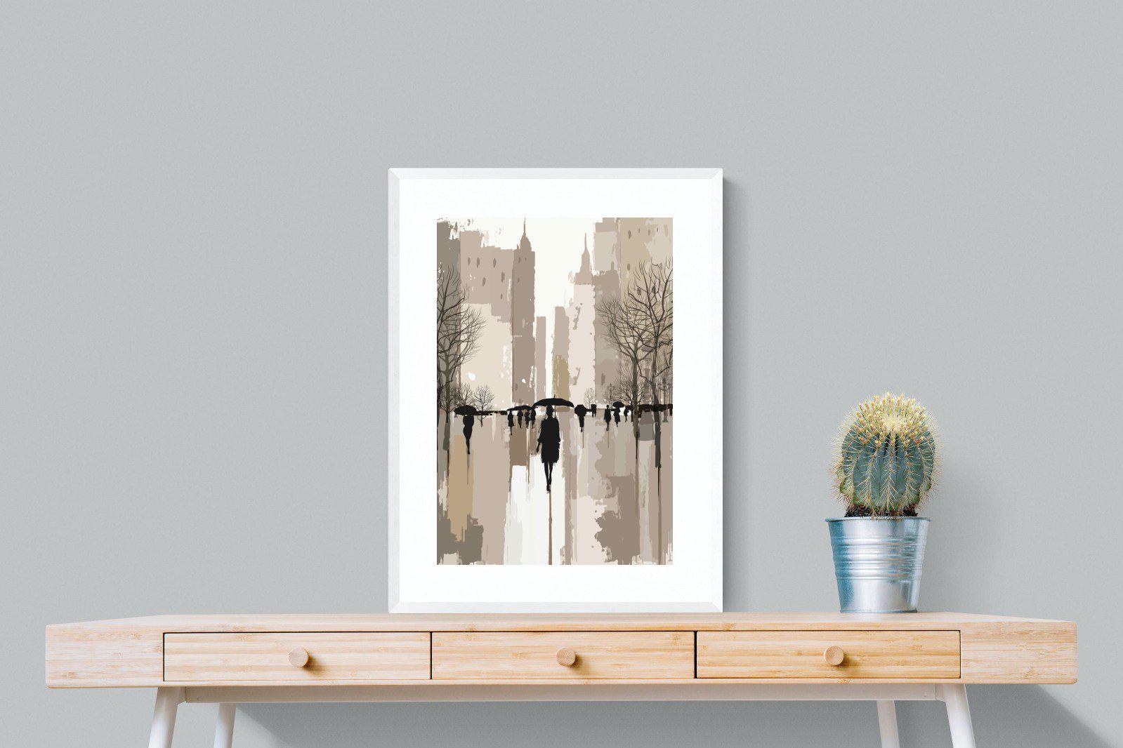 Rainy Manhattan-Wall_Art-60 x 80cm-Framed Print-White-Pixalot