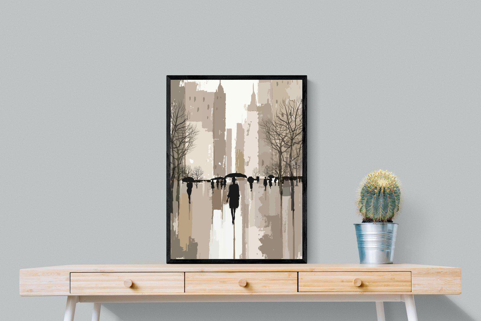 Rainy Manhattan-Wall_Art-60 x 80cm-Mounted Canvas-Black-Pixalot