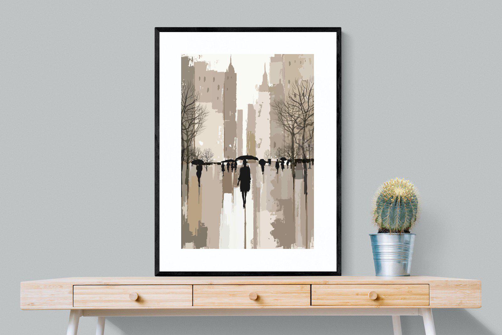 Rainy Manhattan-Wall_Art-75 x 100cm-Framed Print-Black-Pixalot