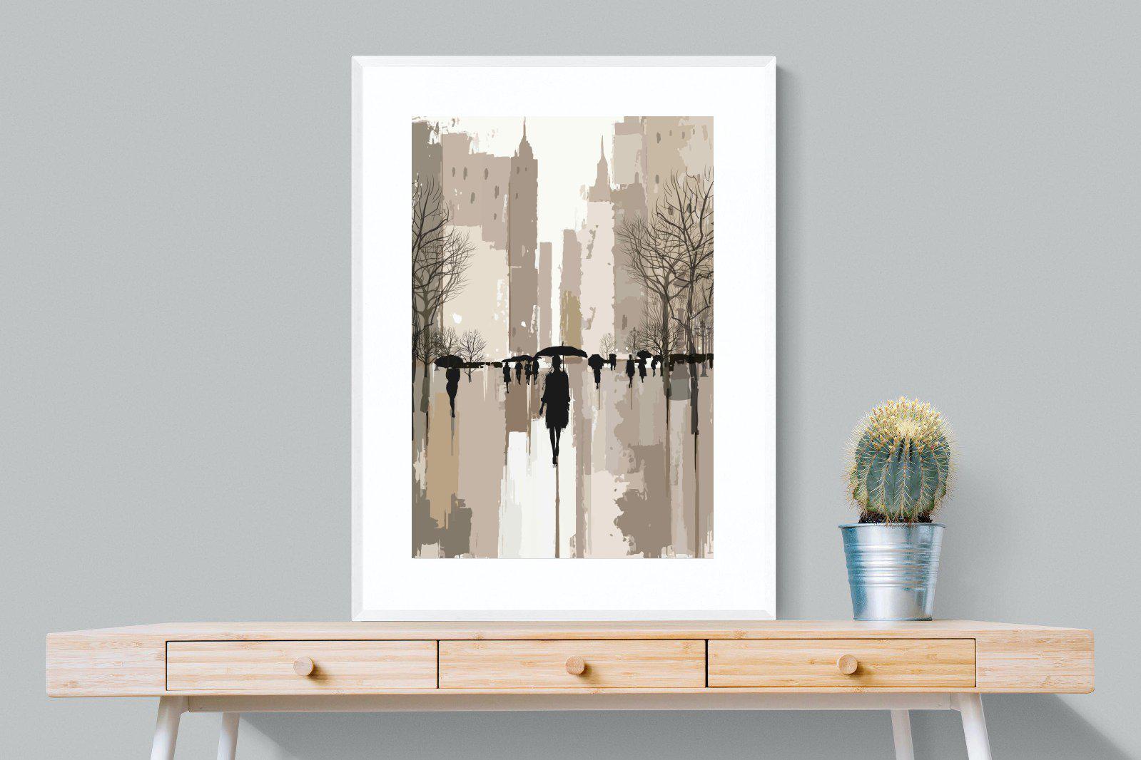 Rainy Manhattan-Wall_Art-75 x 100cm-Framed Print-White-Pixalot