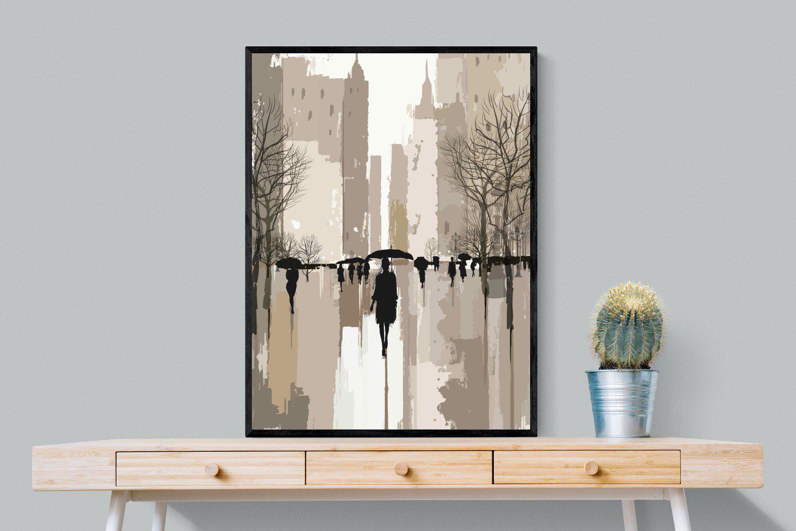 Rainy Manhattan-Wall_Art-75 x 100cm-Mounted Canvas-Black-Pixalot