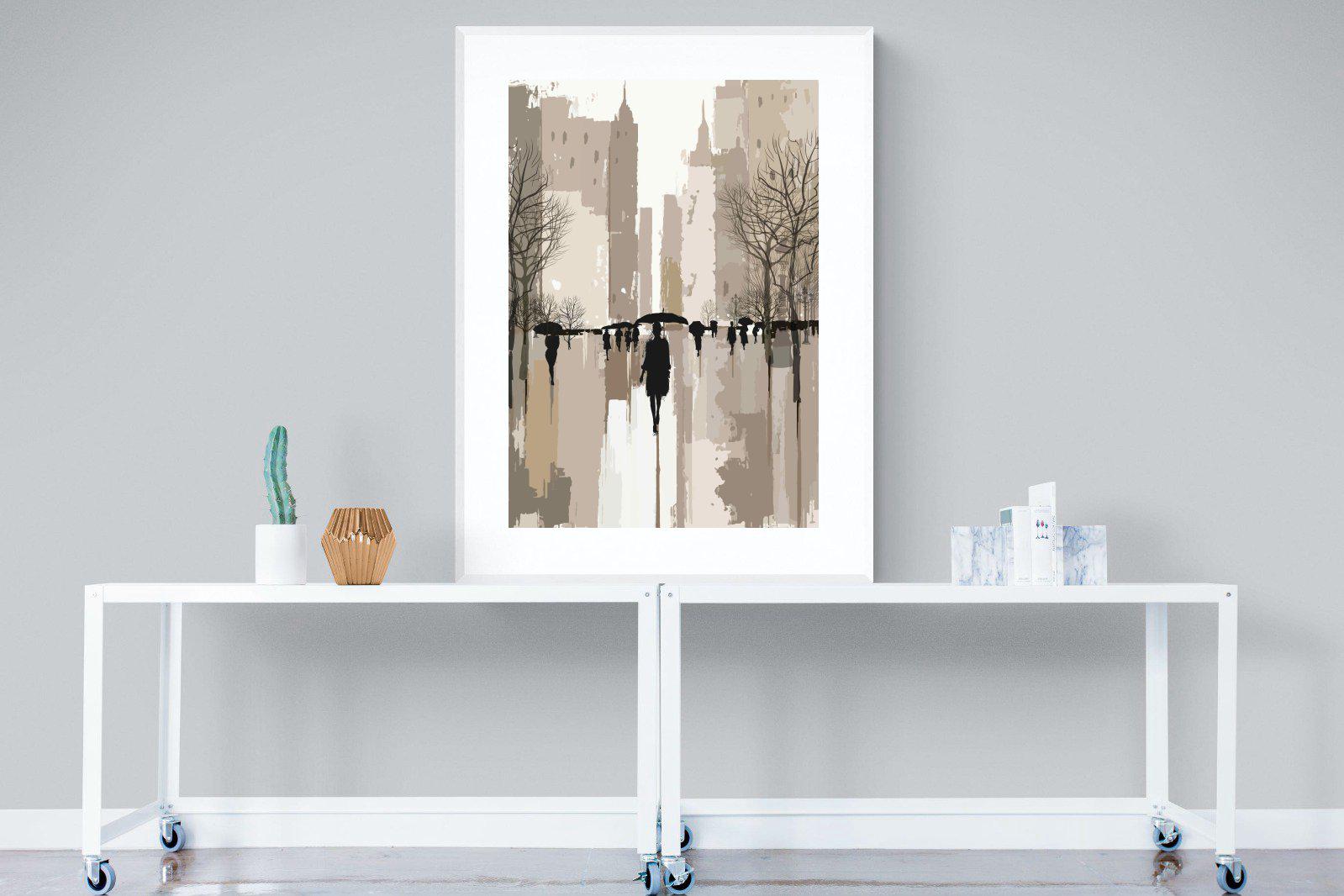 Rainy Manhattan-Wall_Art-90 x 120cm-Framed Print-White-Pixalot