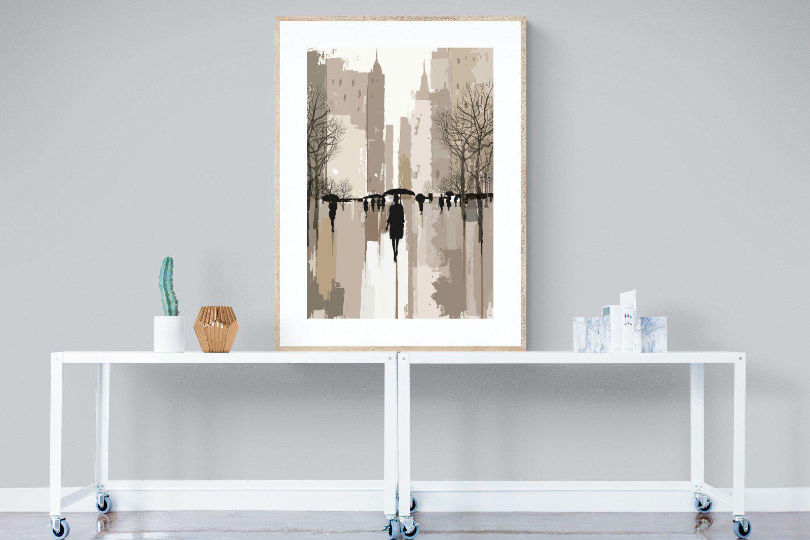 Rainy Manhattan-Wall_Art-90 x 120cm-Framed Print-Wood-Pixalot