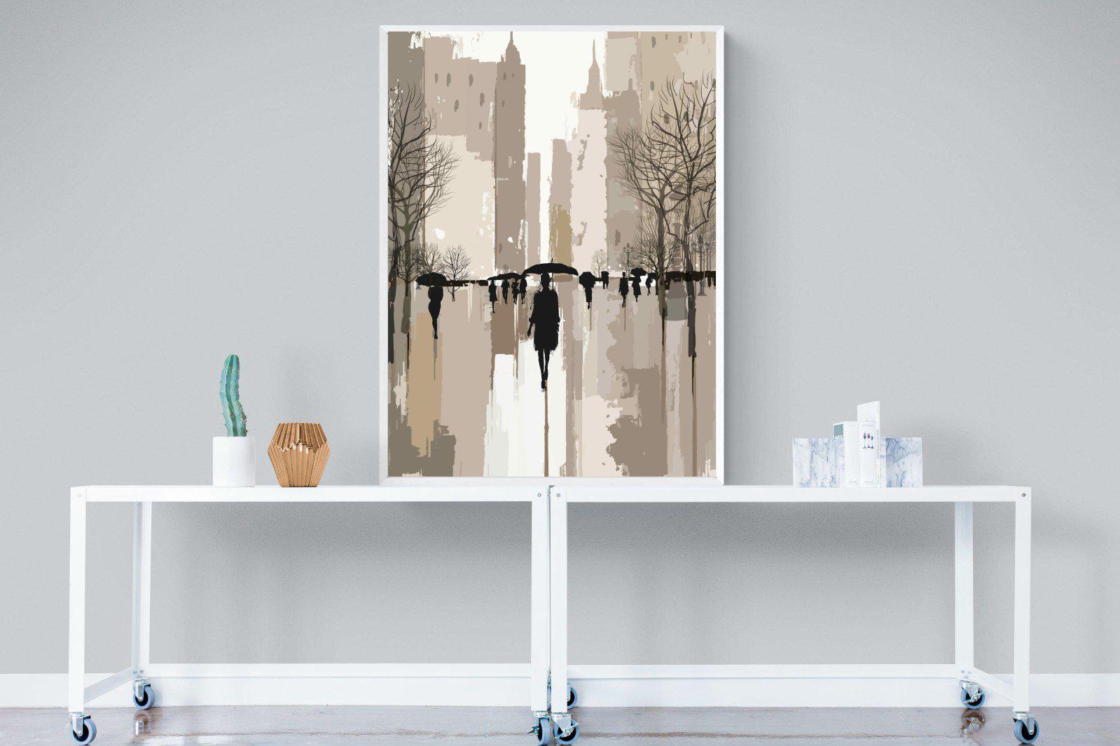 Rainy Manhattan-Wall_Art-90 x 120cm-Mounted Canvas-White-Pixalot