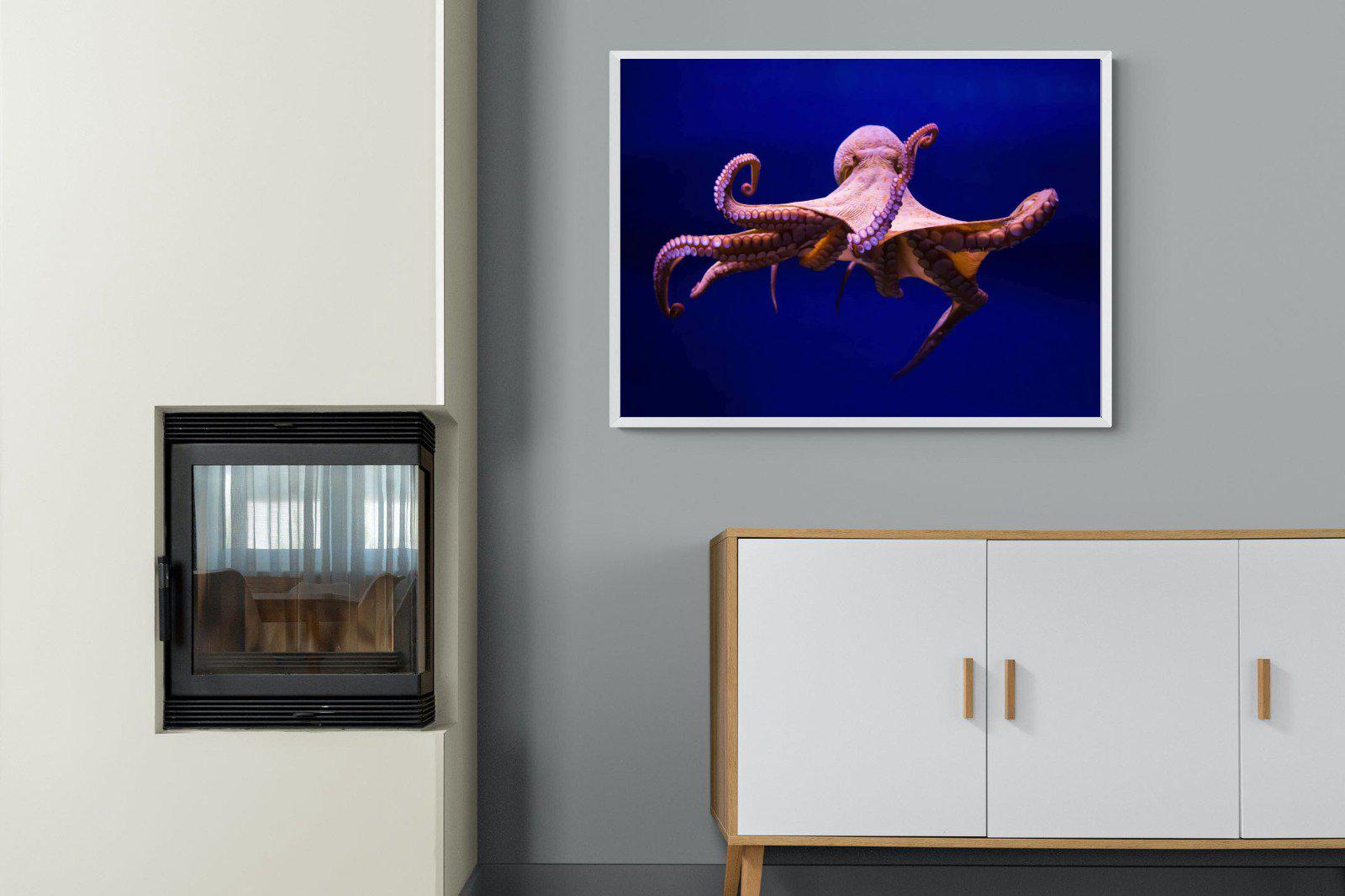 Red Octopus-Wall_Art-100 x 75cm-Mounted Canvas-White-Pixalot