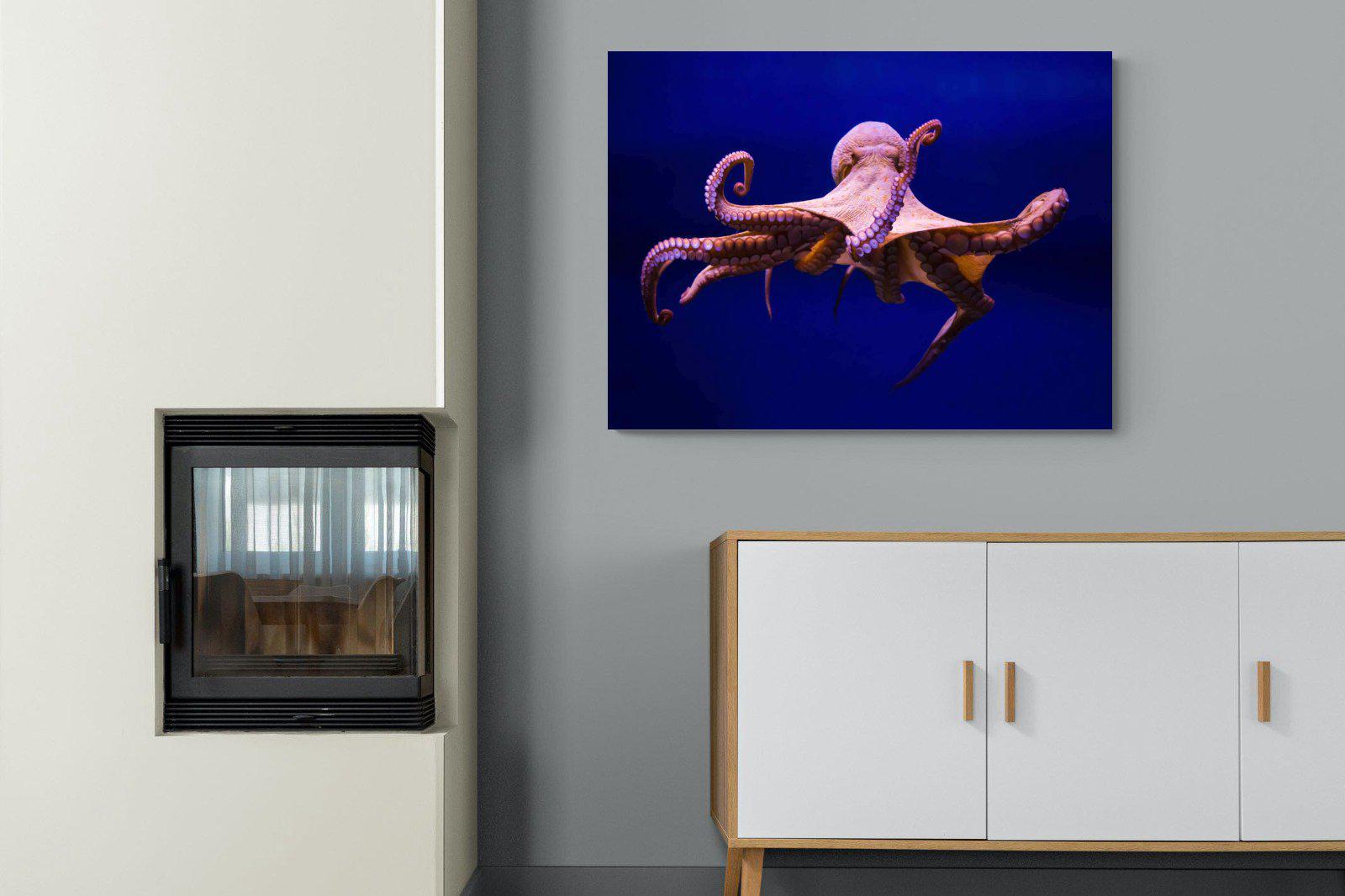 Red Octopus-Wall_Art-100 x 75cm-Mounted Canvas-No Frame-Pixalot