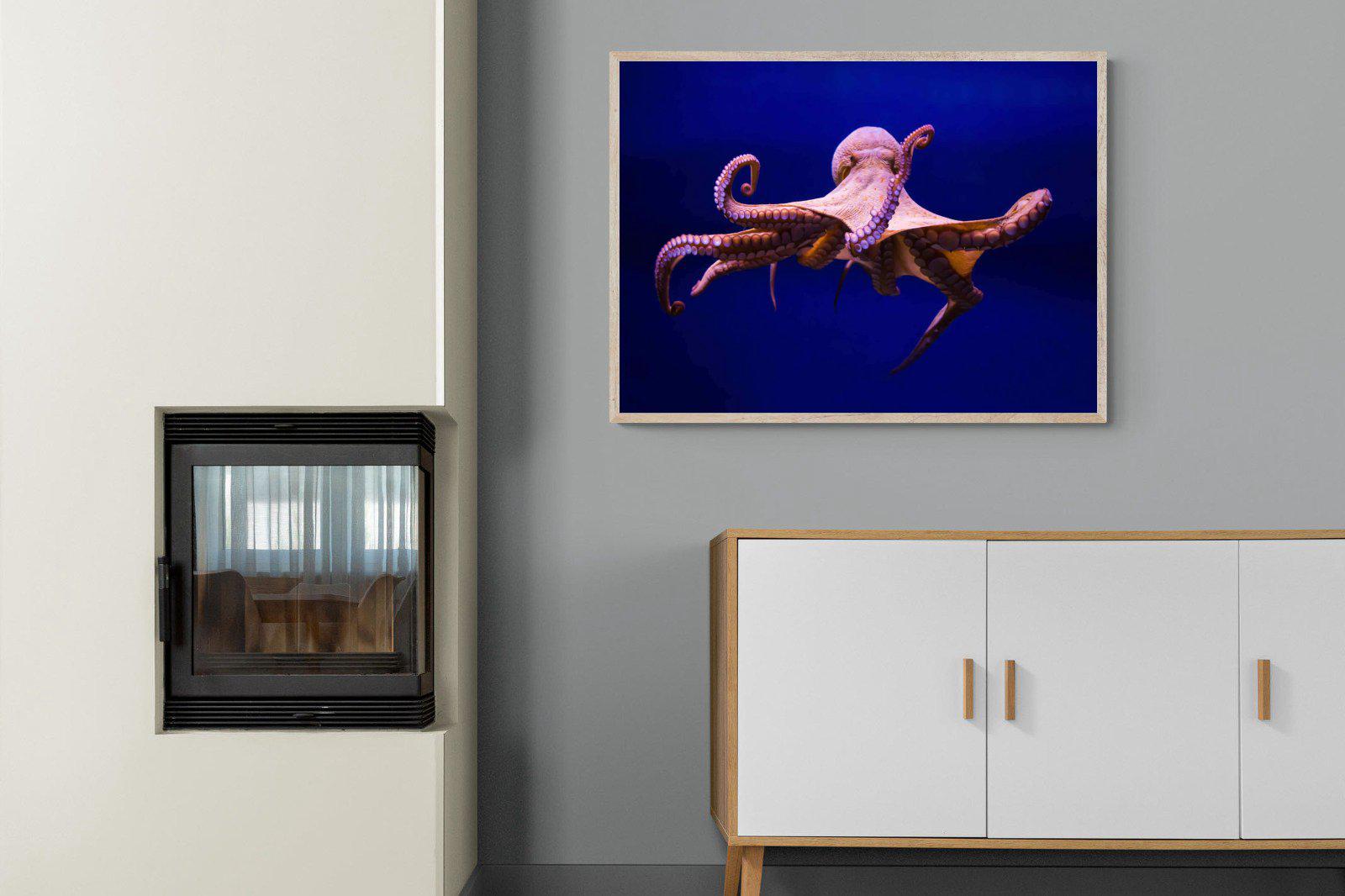 Red Octopus-Wall_Art-100 x 75cm-Mounted Canvas-Wood-Pixalot