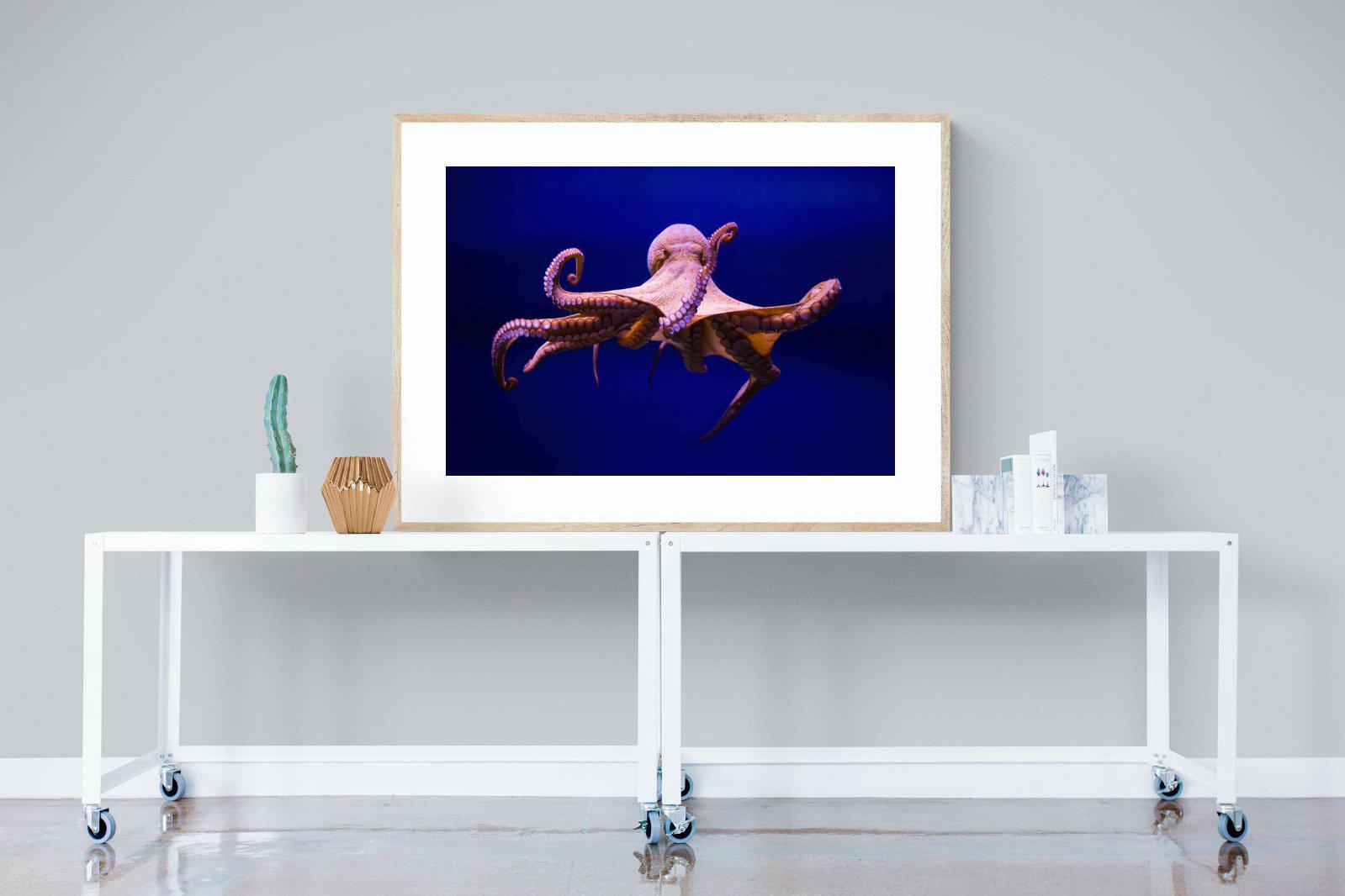 Red Octopus-Wall_Art-120 x 90cm-Framed Print-Wood-Pixalot
