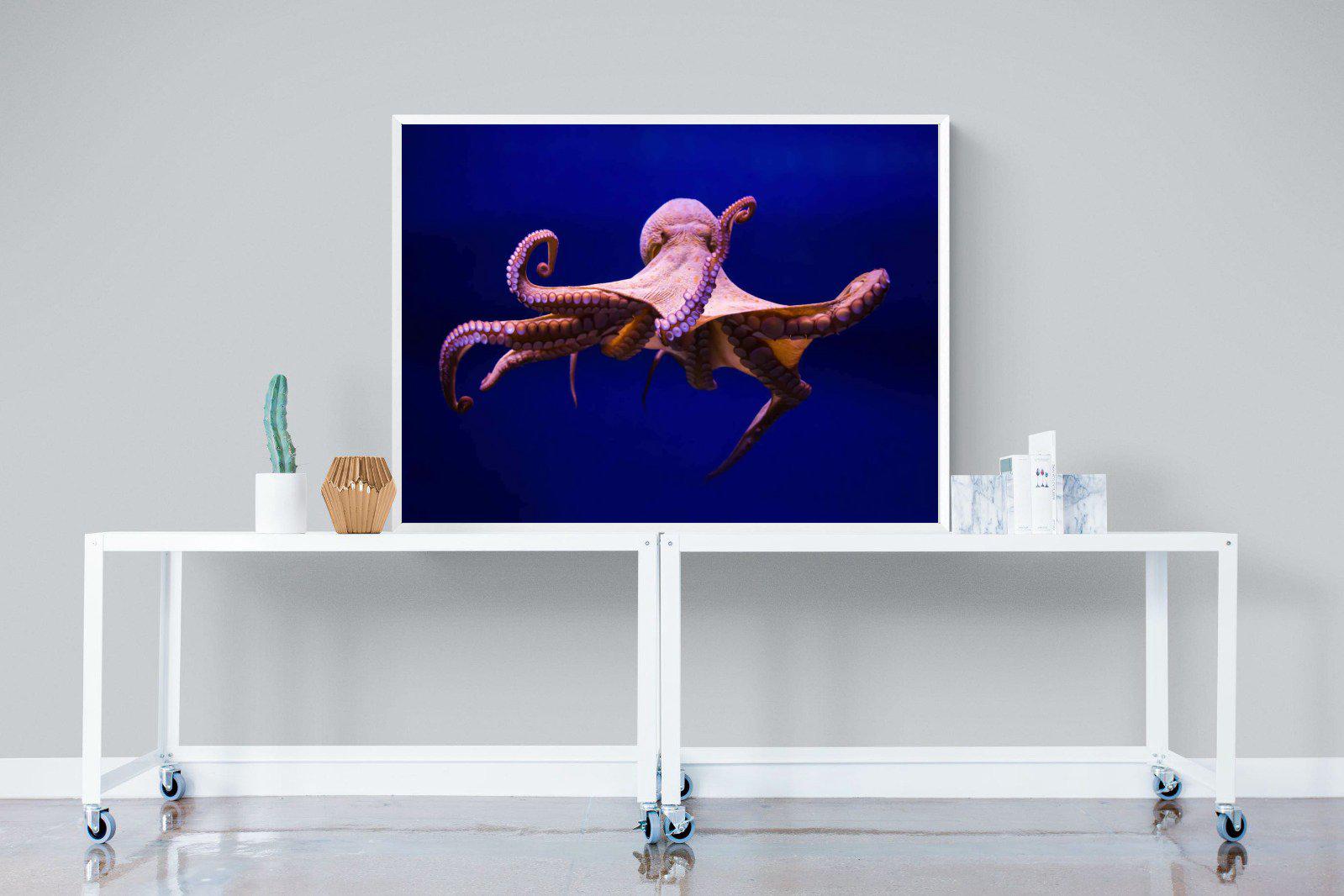 Red Octopus-Wall_Art-120 x 90cm-Mounted Canvas-White-Pixalot