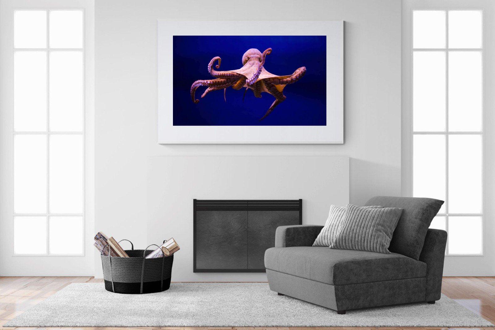 Red Octopus-Wall_Art-150 x 100cm-Framed Print-White-Pixalot