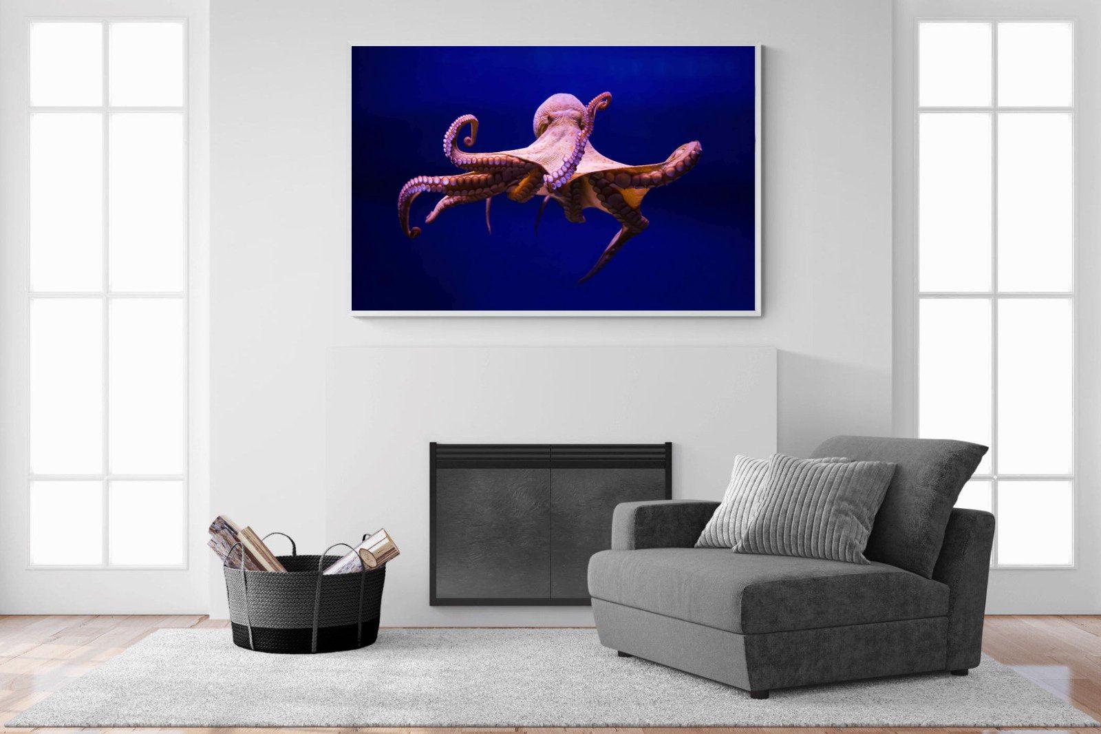 Red Octopus-Wall_Art-150 x 100cm-Mounted Canvas-White-Pixalot