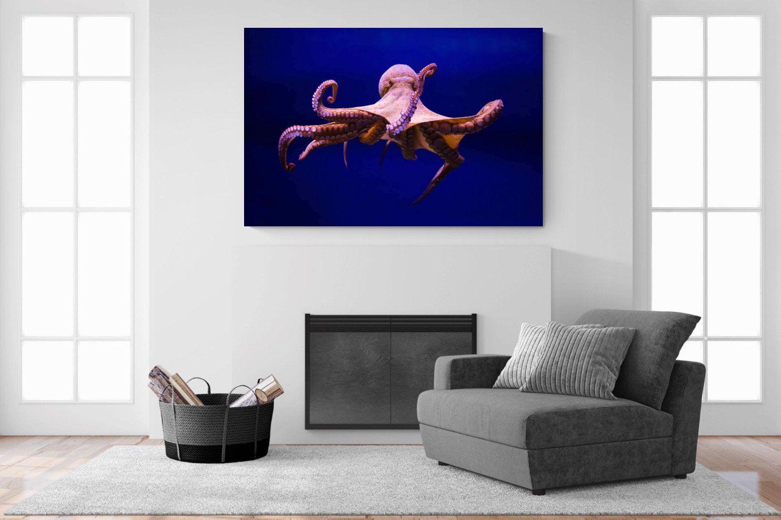Red Octopus-Wall_Art-150 x 100cm-Mounted Canvas-No Frame-Pixalot