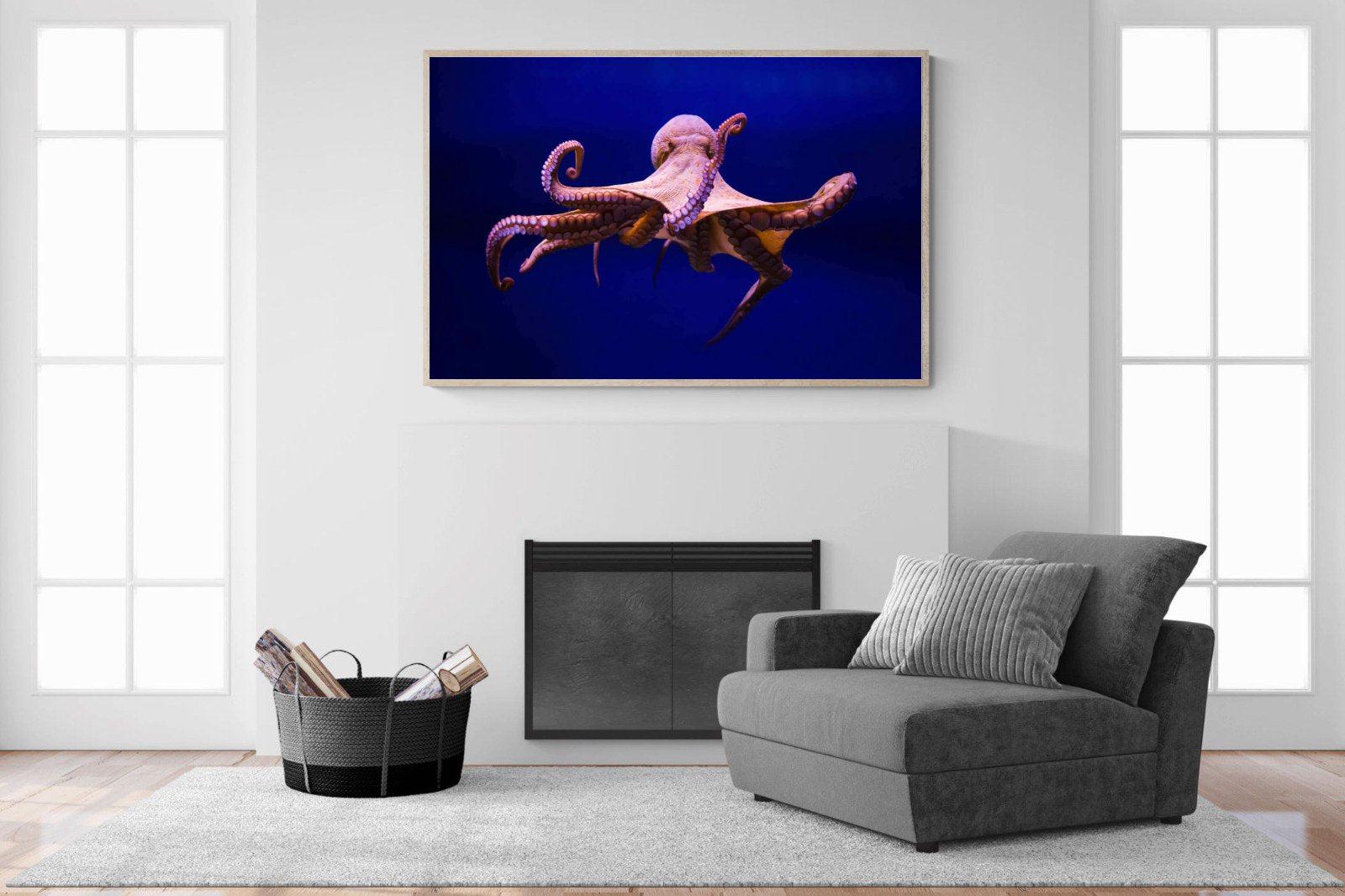 Red Octopus-Wall_Art-150 x 100cm-Mounted Canvas-Wood-Pixalot