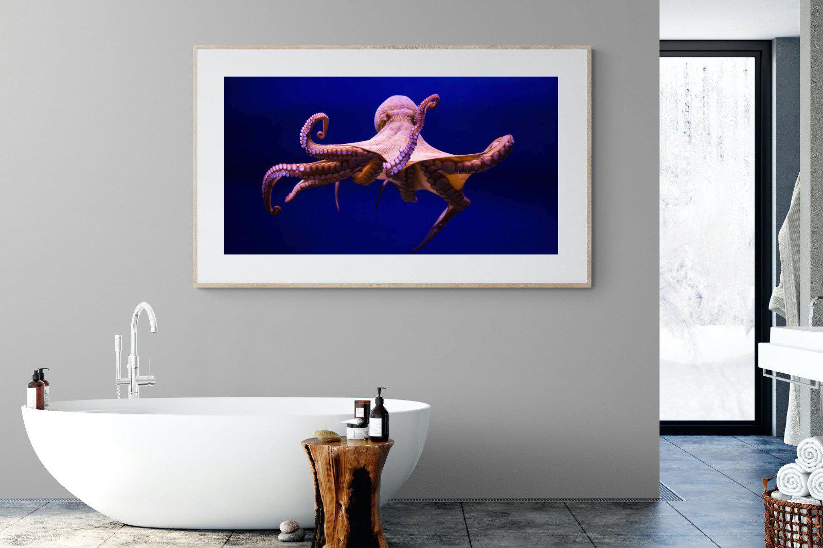 Red Octopus-Wall_Art-180 x 110cm-Framed Print-Wood-Pixalot