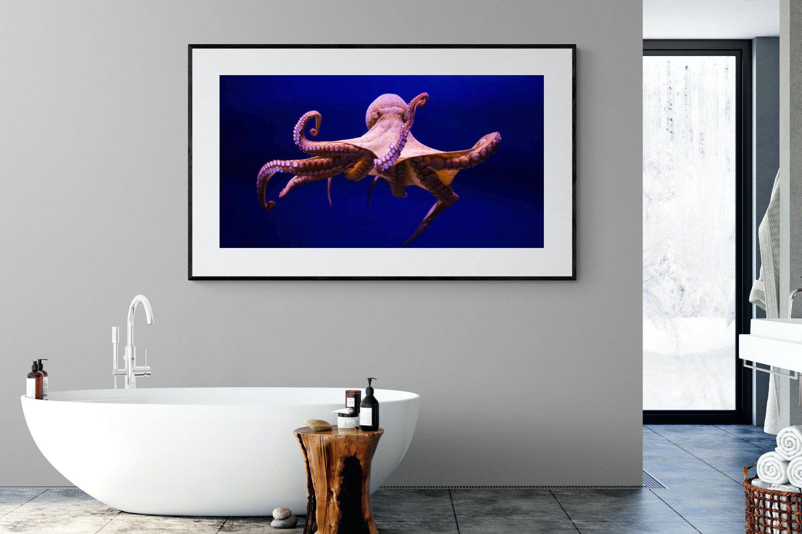 Red Octopus-Wall_Art-180 x 110cm-Framed Print-Black-Pixalot