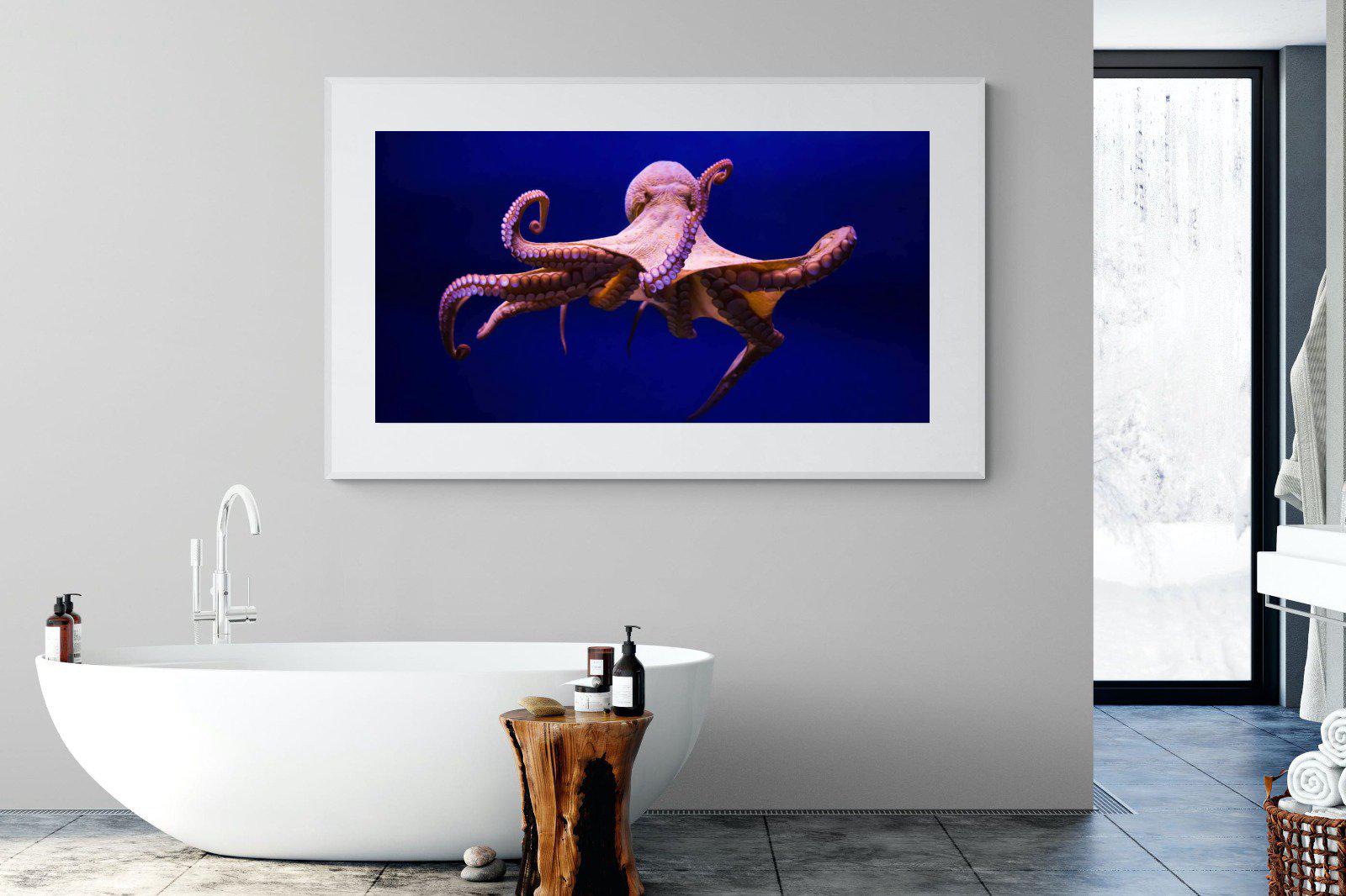 Red Octopus-Wall_Art-180 x 110cm-Framed Print-White-Pixalot