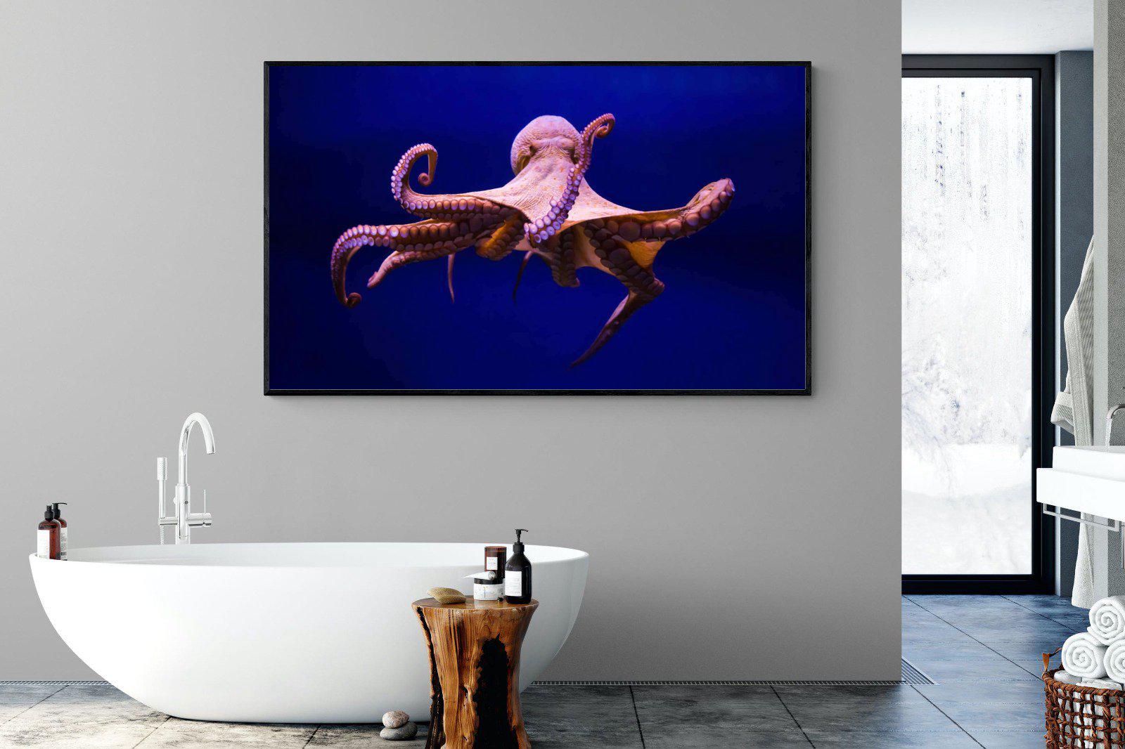 Red Octopus-Wall_Art-180 x 110cm-Mounted Canvas-Black-Pixalot