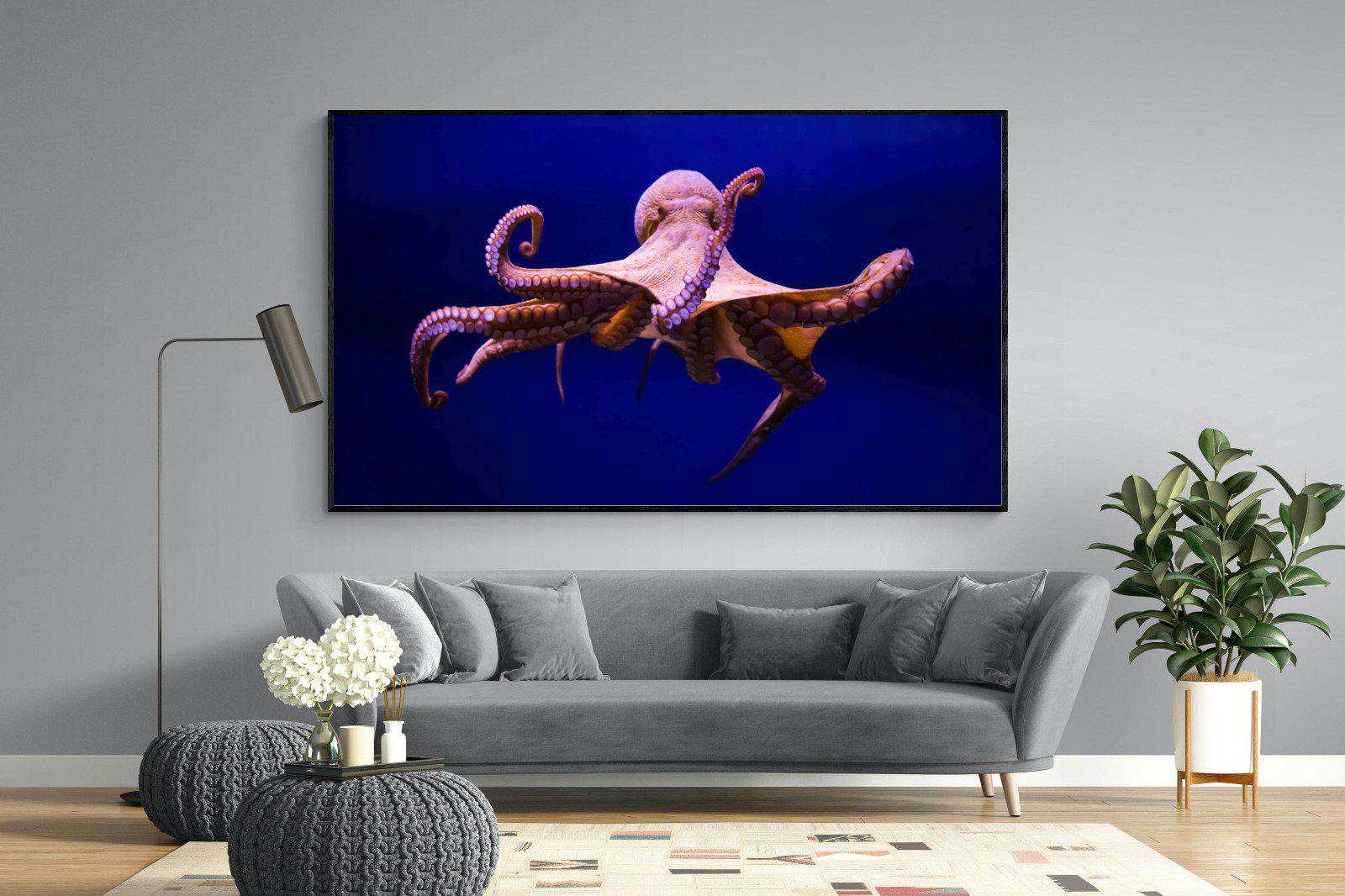 Red Octopus-Wall_Art-220 x 130cm-Mounted Canvas-Black-Pixalot