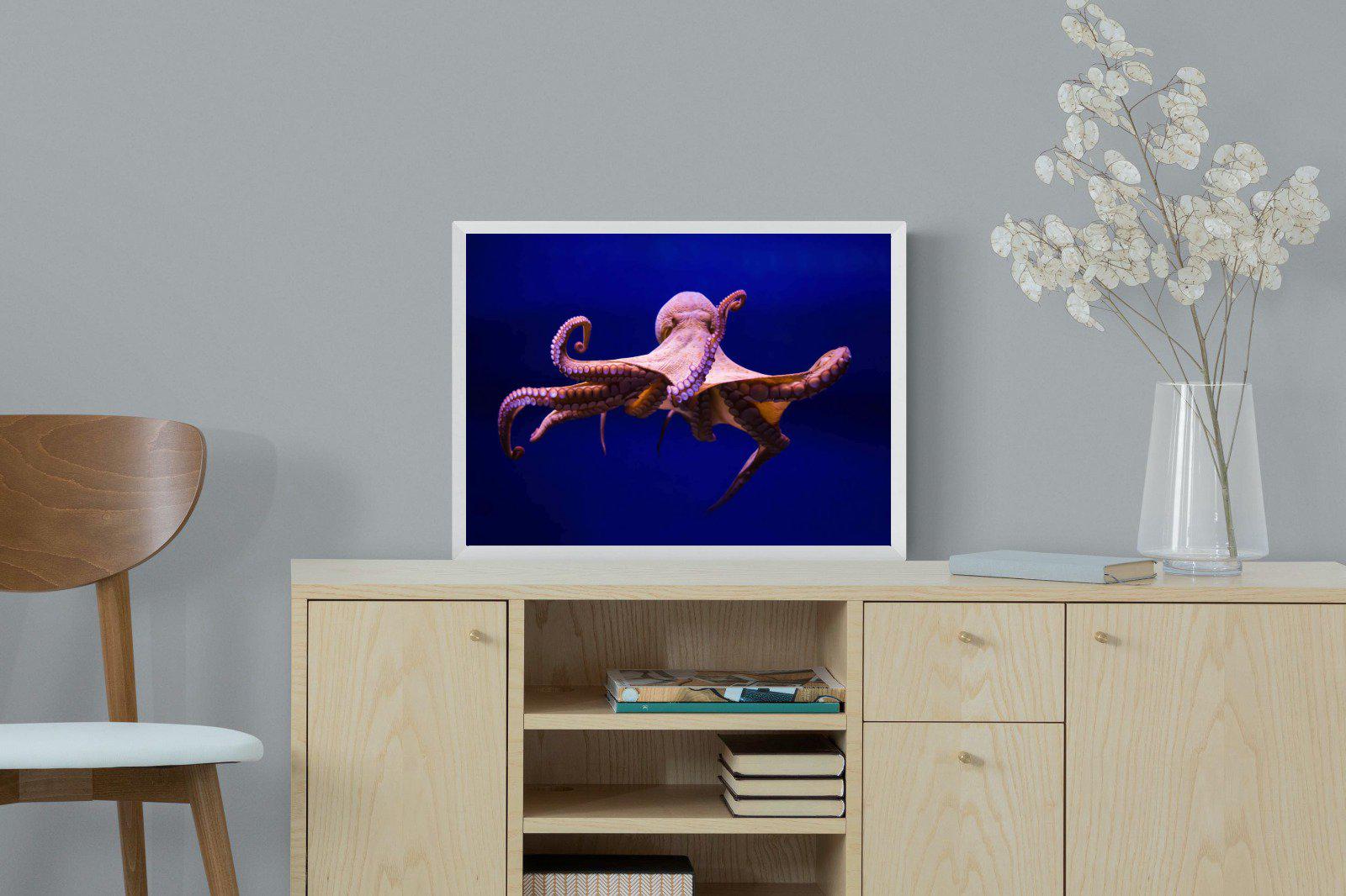 Red Octopus-Wall_Art-60 x 45cm-Mounted Canvas-White-Pixalot