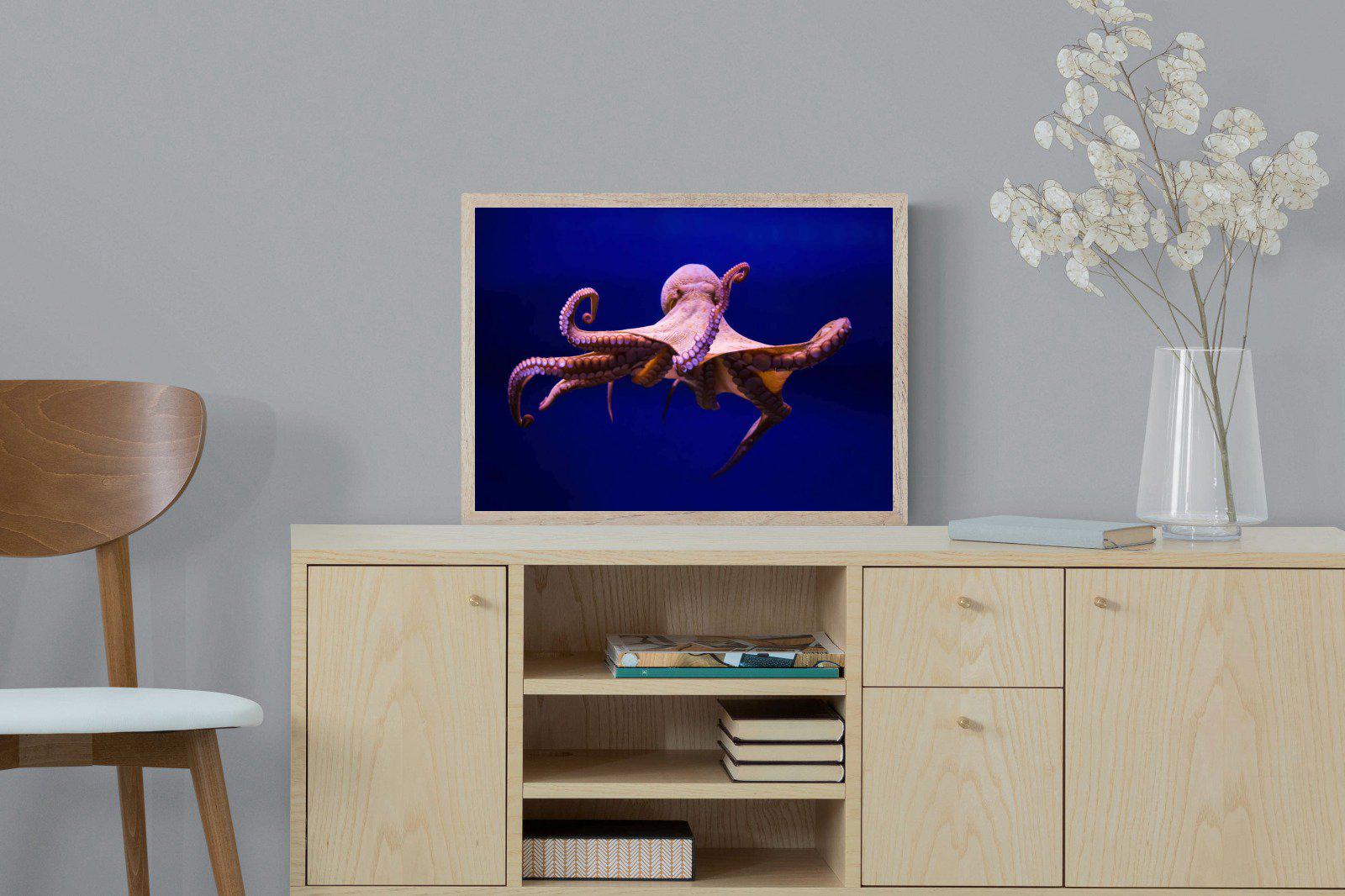 Red Octopus-Wall_Art-60 x 45cm-Mounted Canvas-Wood-Pixalot