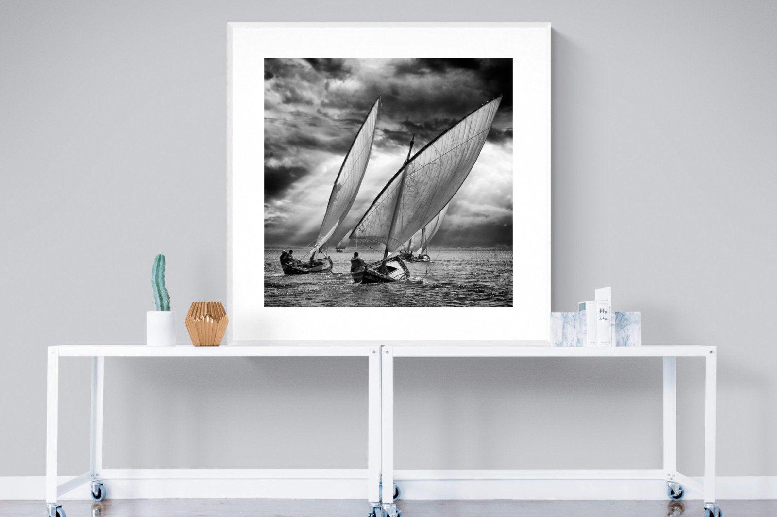 Regatta-Wall_Art-120 x 120cm-Framed Print-White-Pixalot