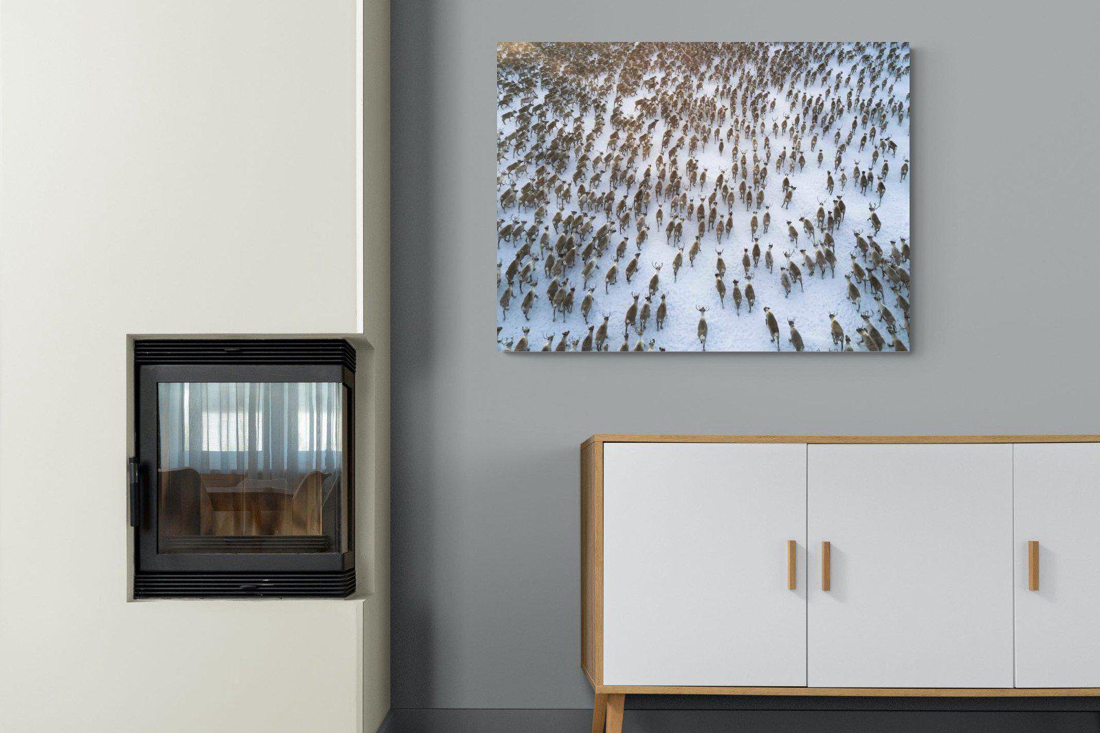 Reindeer Herd-Wall_Art-100 x 75cm-Mounted Canvas-No Frame-Pixalot