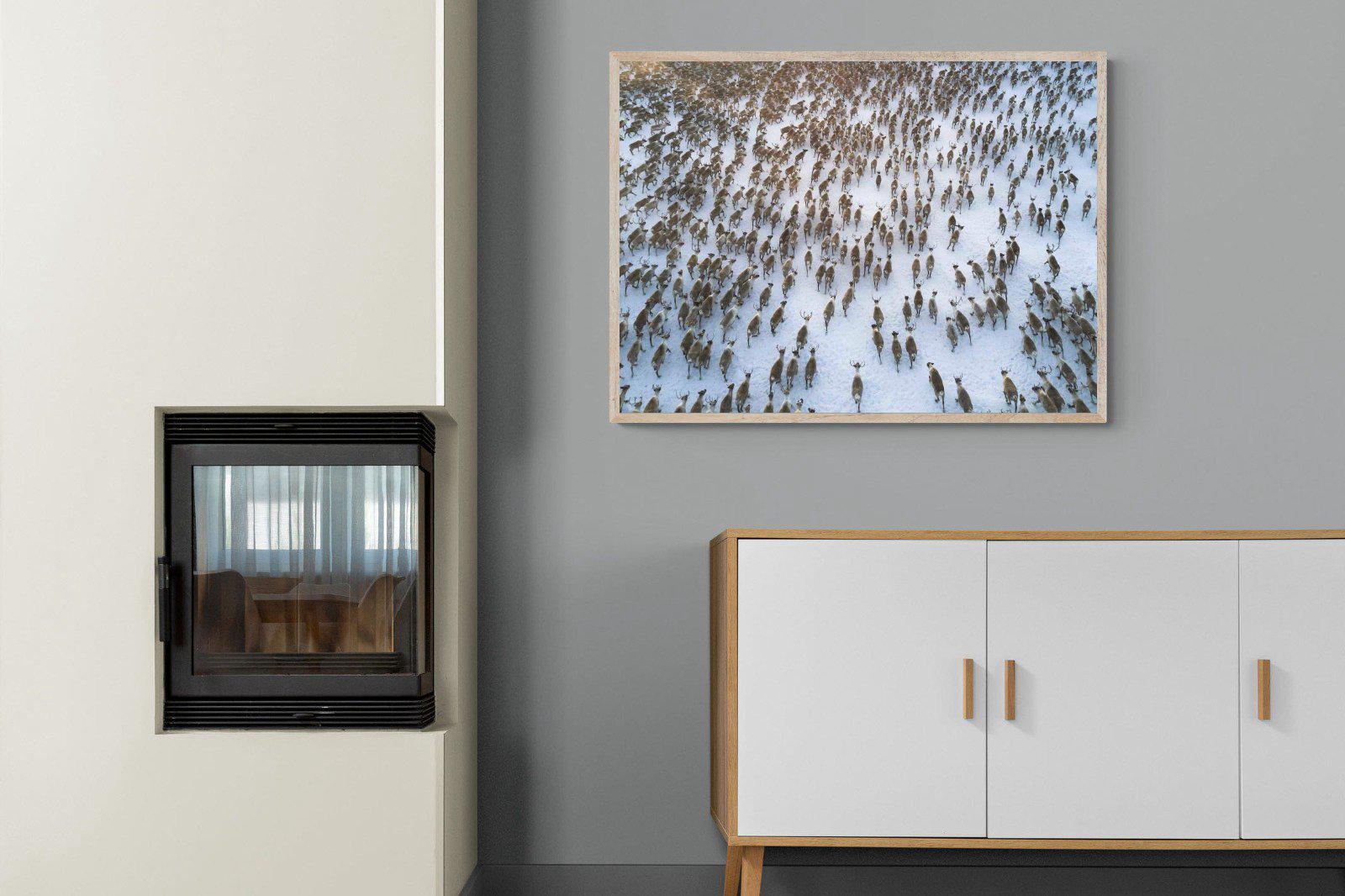 Reindeer Herd-Wall_Art-100 x 75cm-Mounted Canvas-Wood-Pixalot