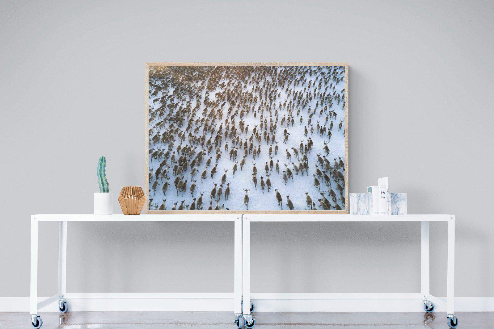 Reindeer Herd-Wall_Art-120 x 90cm-Mounted Canvas-Wood-Pixalot
