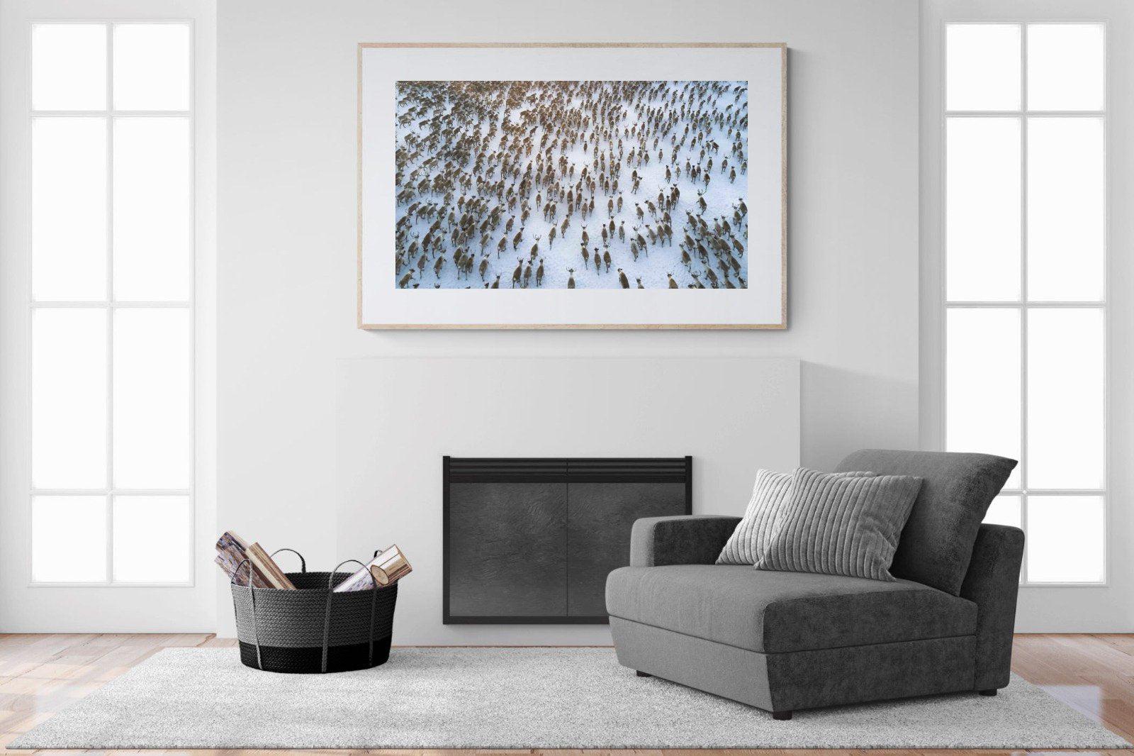 Reindeer Herd-Wall_Art-150 x 100cm-Framed Print-Wood-Pixalot