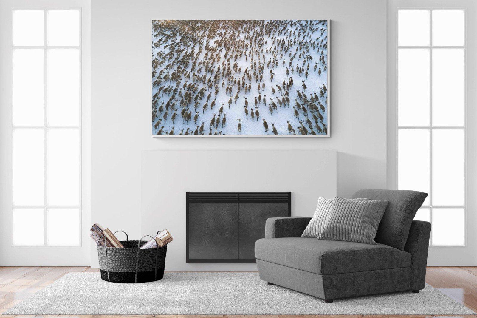 Reindeer Herd-Wall_Art-150 x 100cm-Mounted Canvas-White-Pixalot
