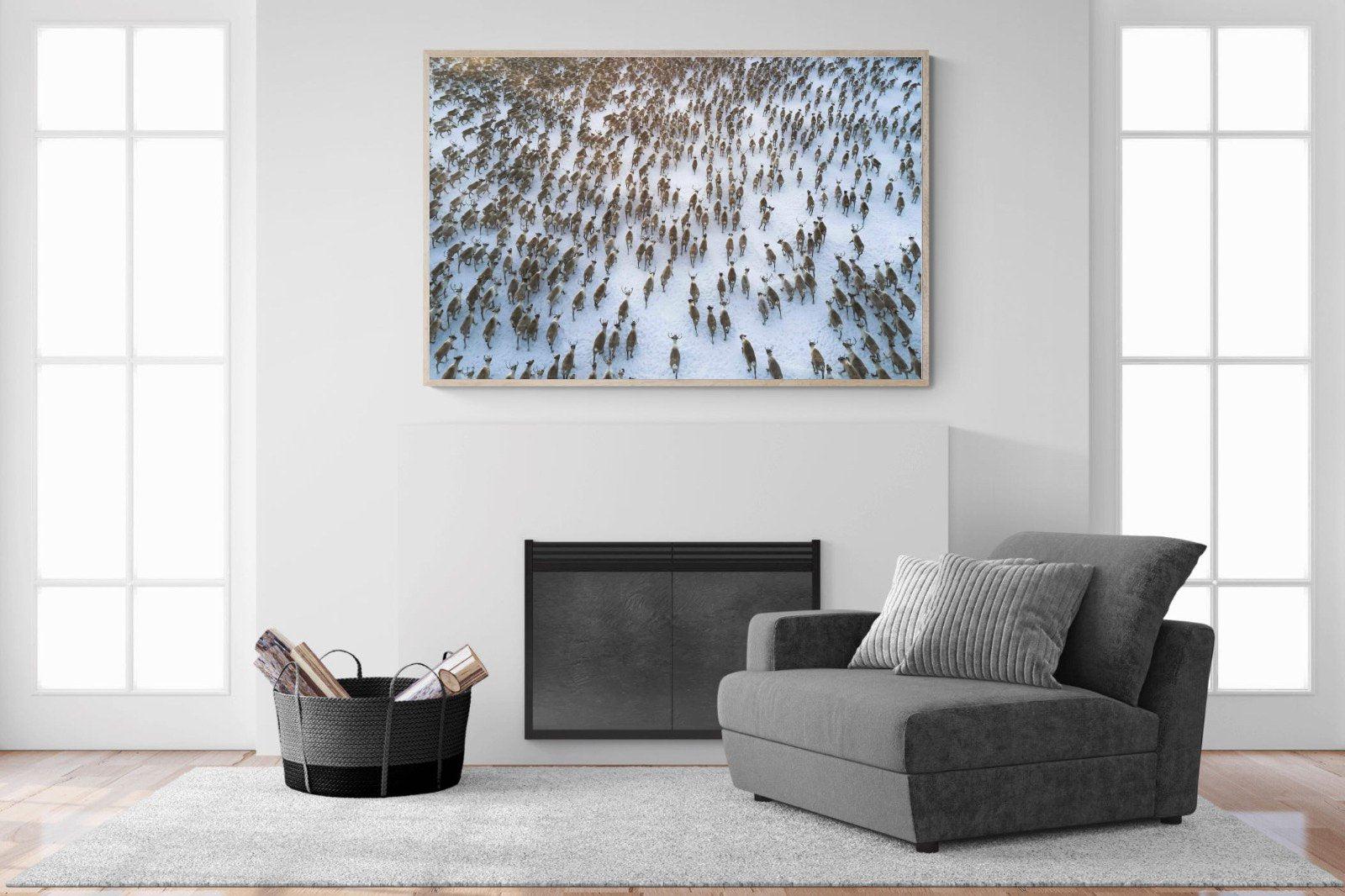 Reindeer Herd-Wall_Art-150 x 100cm-Mounted Canvas-Wood-Pixalot