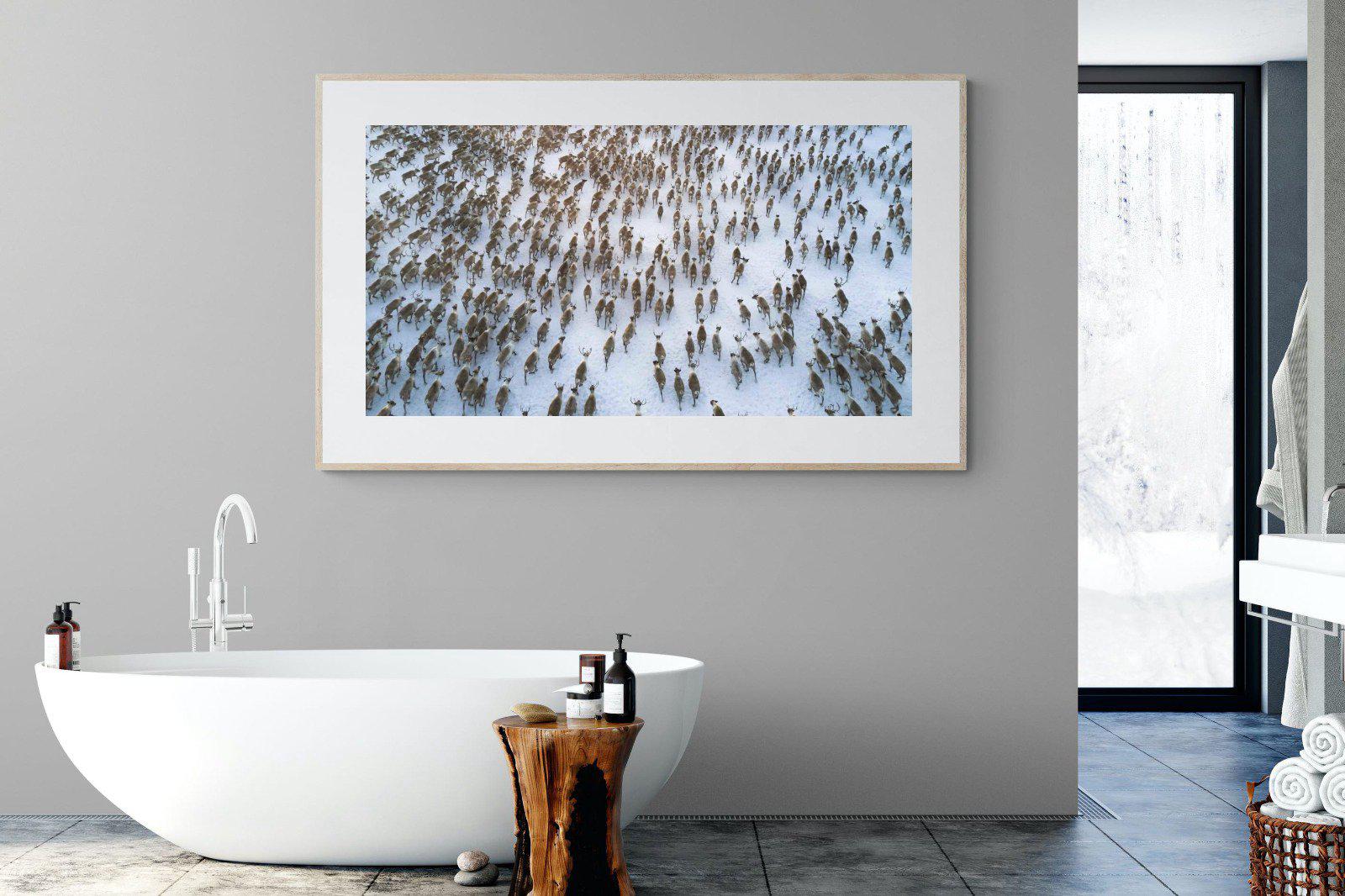 Reindeer Herd-Wall_Art-180 x 110cm-Framed Print-Wood-Pixalot