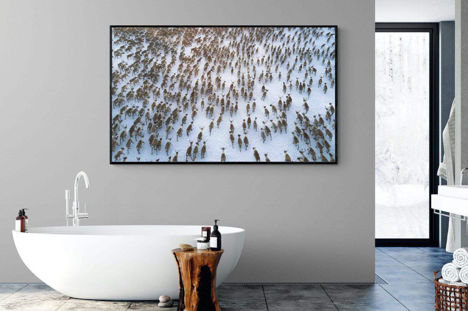Reindeer Herd-Wall_Art-180 x 110cm-Mounted Canvas-Black-Pixalot