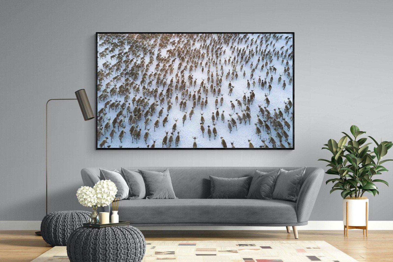 Reindeer Herd-Wall_Art-220 x 130cm-Mounted Canvas-Black-Pixalot