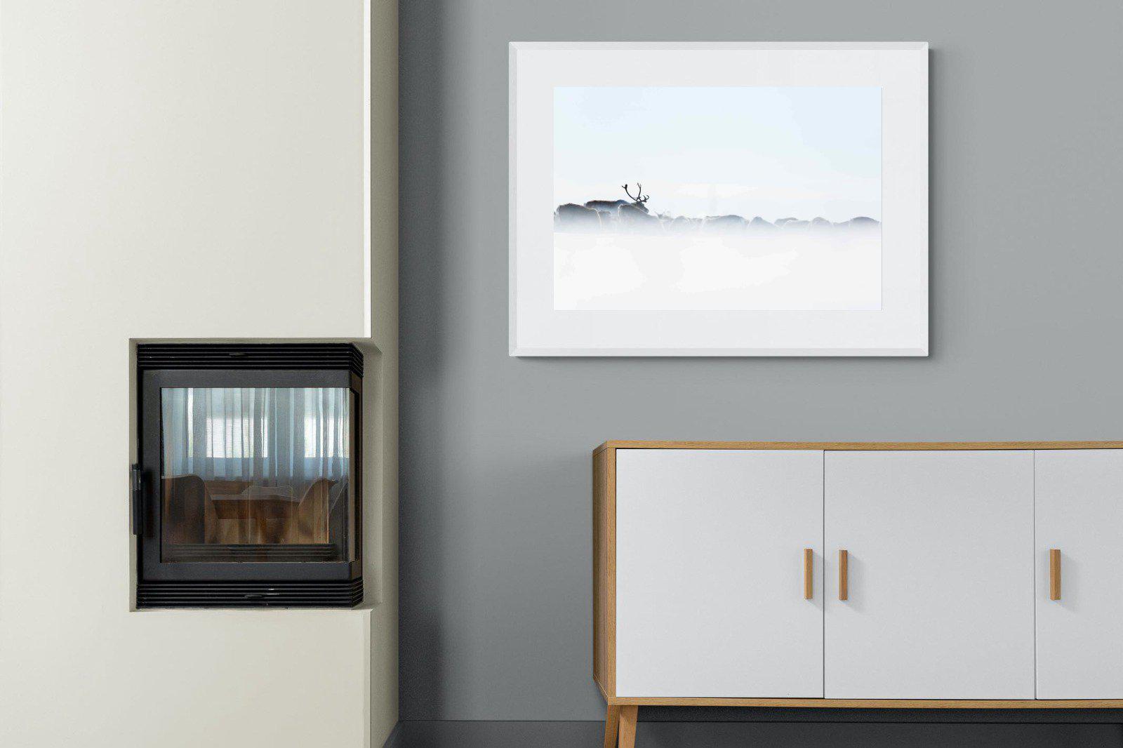 Reindeer-Wall_Art-100 x 75cm-Framed Print-White-Pixalot