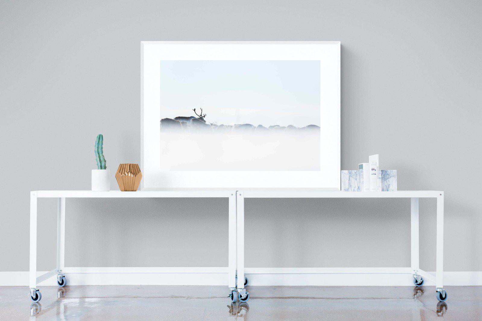 Reindeer-Wall_Art-120 x 90cm-Framed Print-White-Pixalot